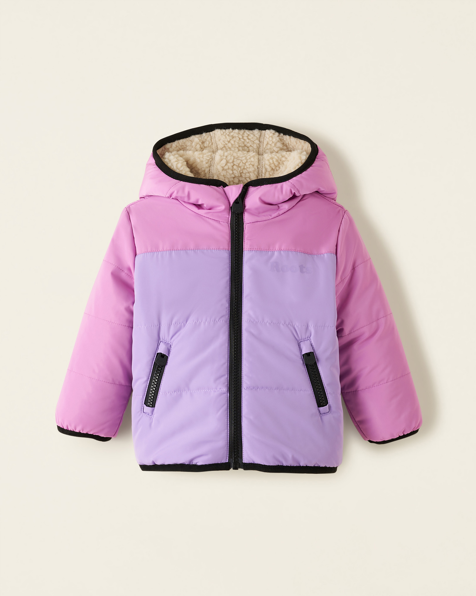 Blouson en mouton réversible pour bébés - Glycine Violette Blouson en mouton réversible pour bébés - Glycine Violette