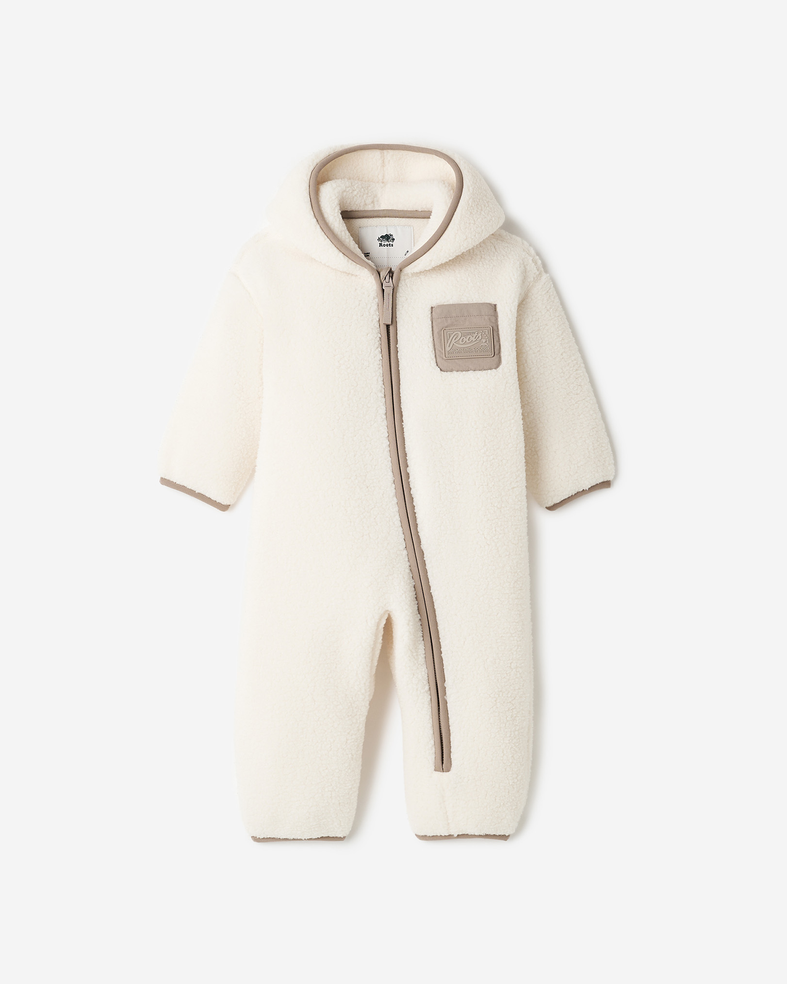Baby Alta Shearling Fleece Romper Hoodie - Egret Baby Alta Shearling Fleece Romper Hoodie - Egret