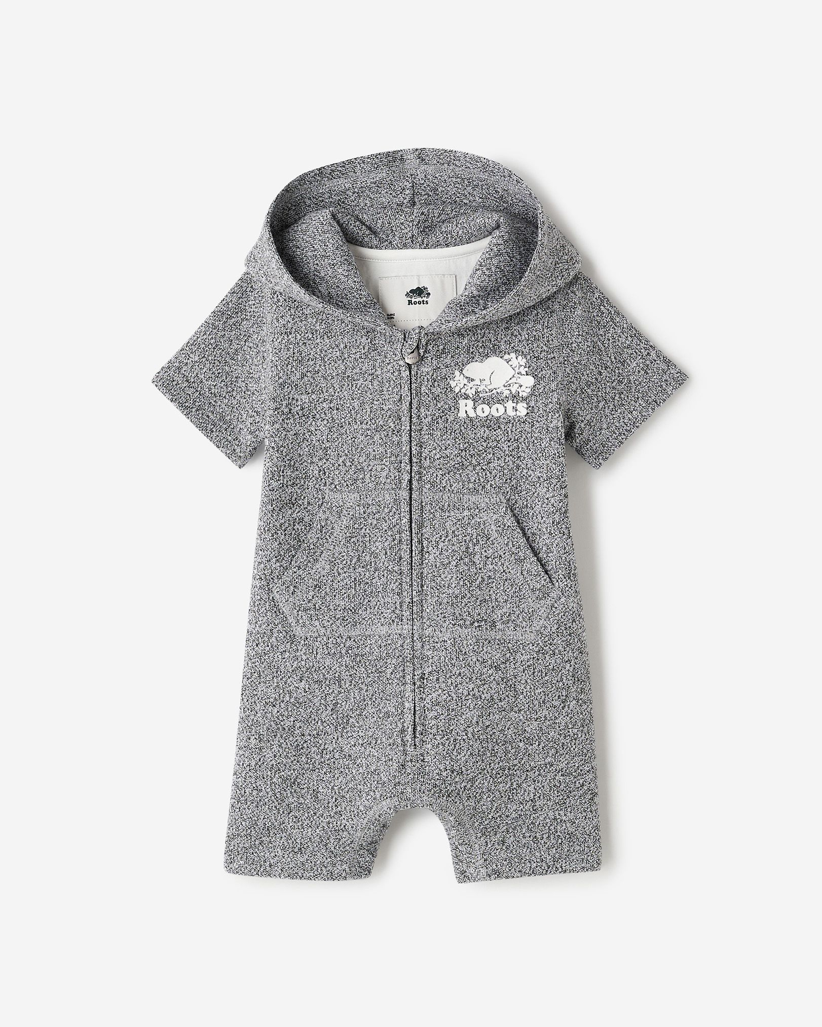 Baby Organic Cooper Beaver Kanga Romper - Salt & Pepper
