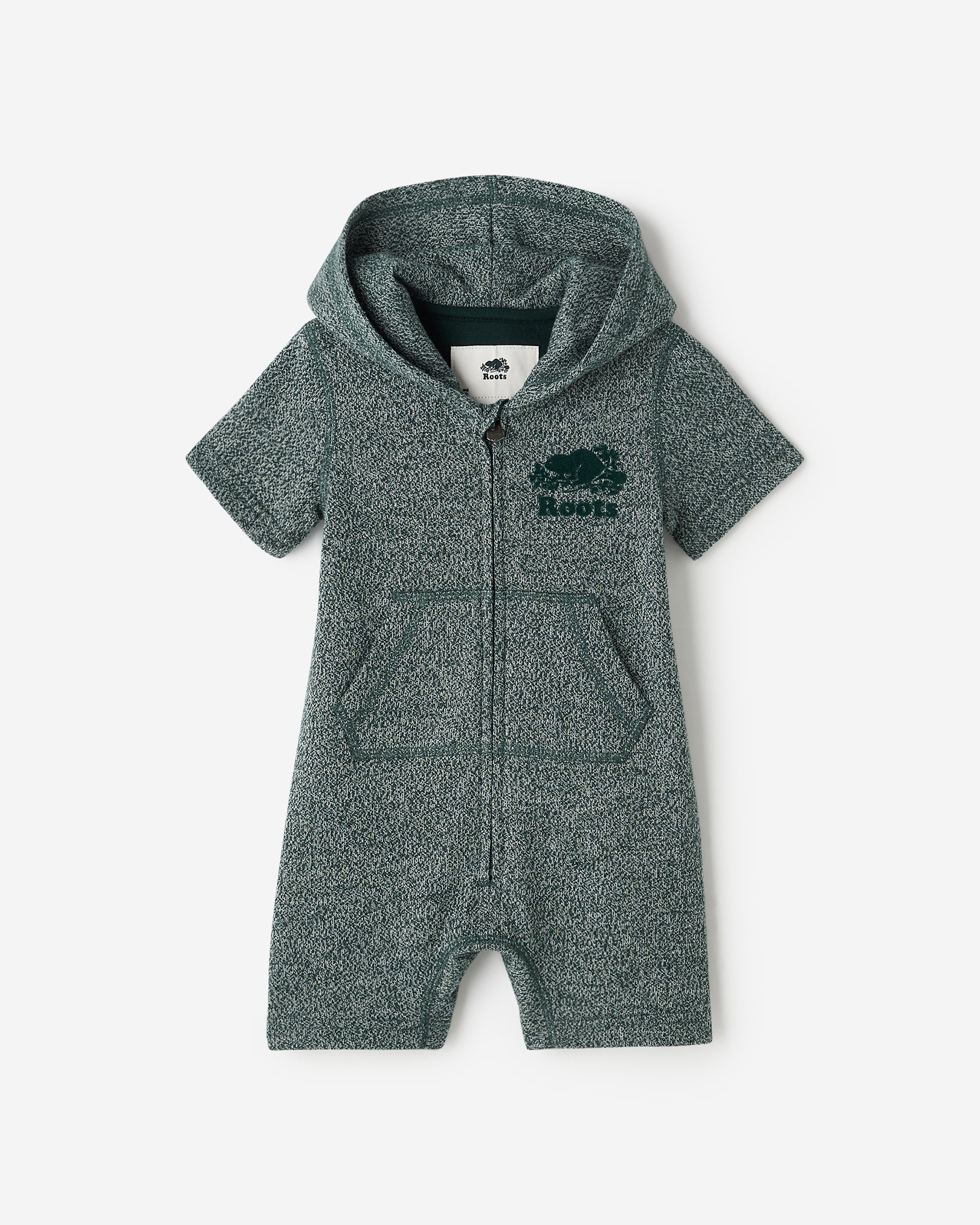 Baby Organic Cooper Beaver Kanga Romper - Varsity Green Pepper