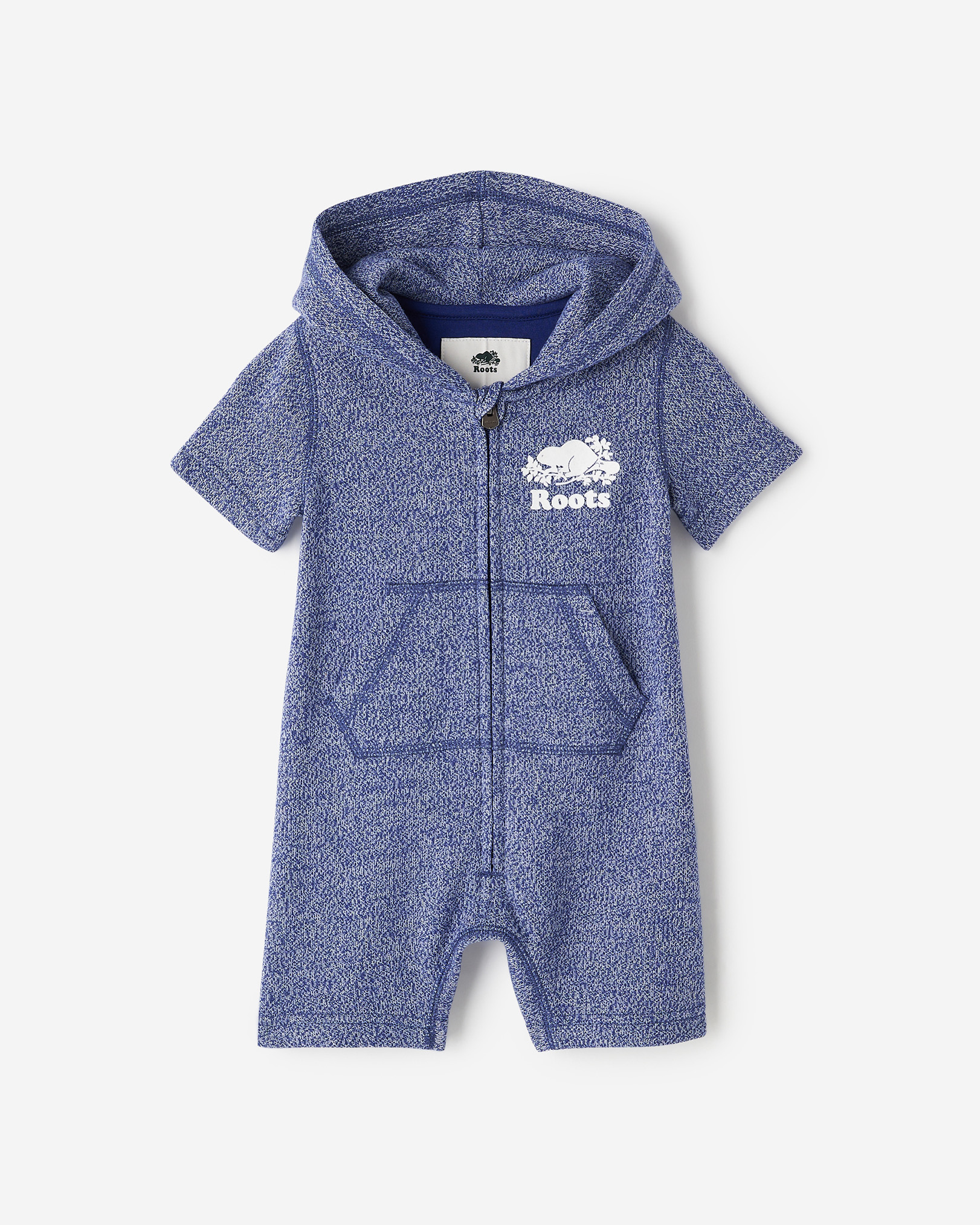 Baby Organic Cooper Beaver Kanga Romper - Beacon Blue Pepper