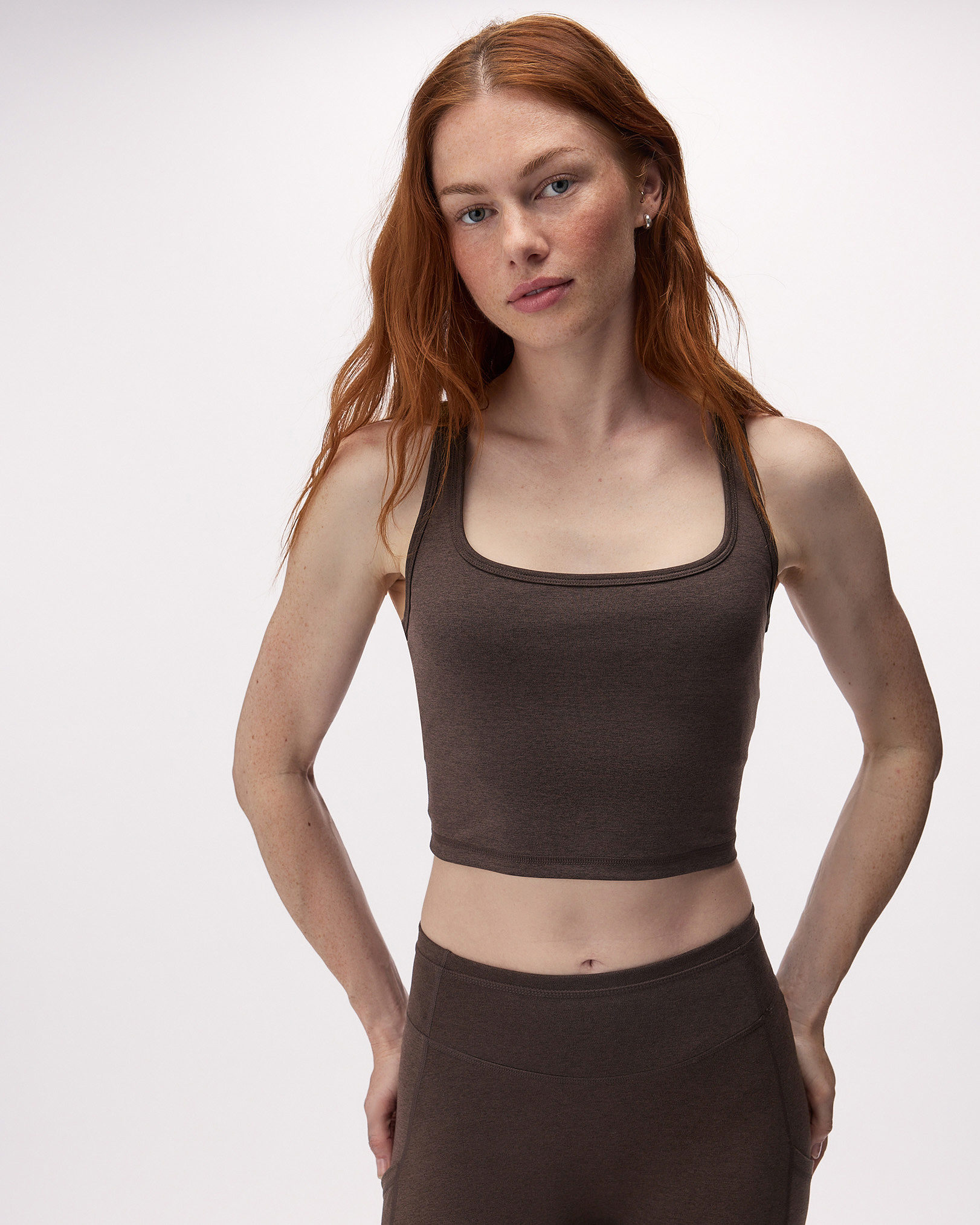 Active Knit Cropped Tank - Black Coffee Mix Active Knit Cropped Tank - Black Coffee Mix