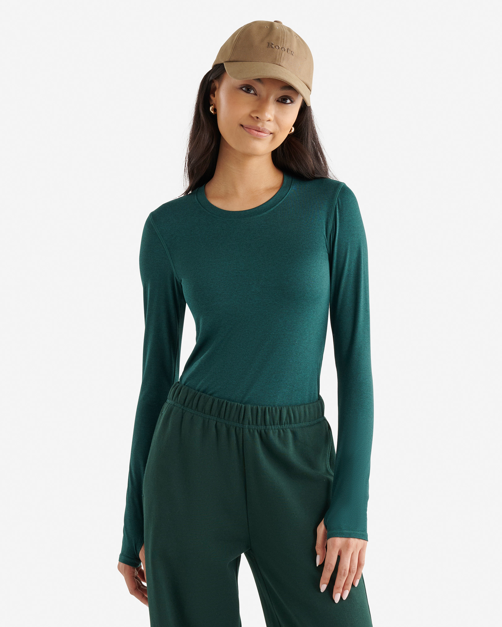 Renew Knit Fitted Long Sleeve Top - Varsity Green Mix