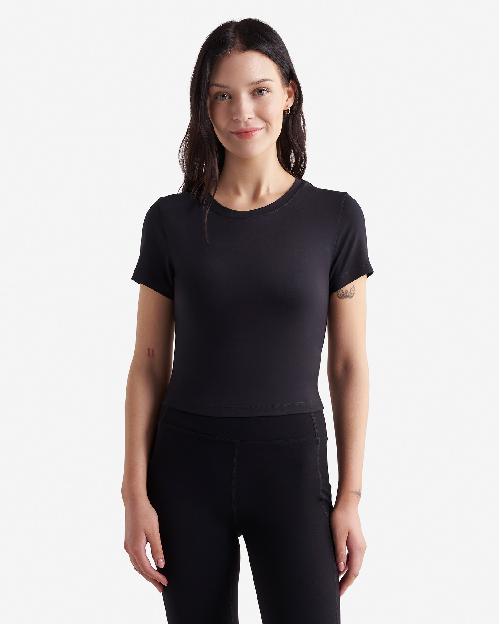 Renew Knit Crop T-Shirt - Black
