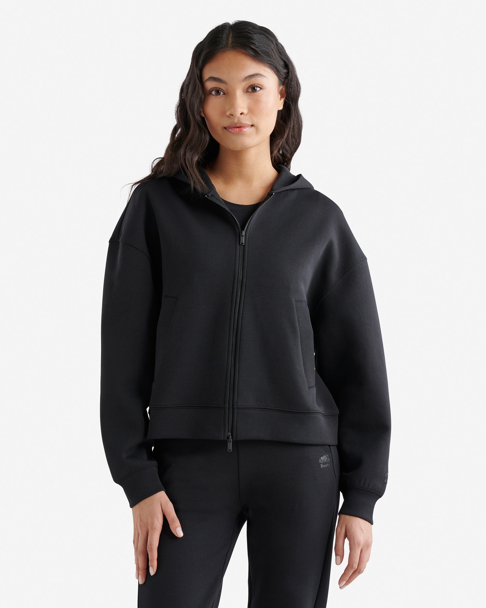 Recover Essential Interlock Full Zip Hoodie - Black