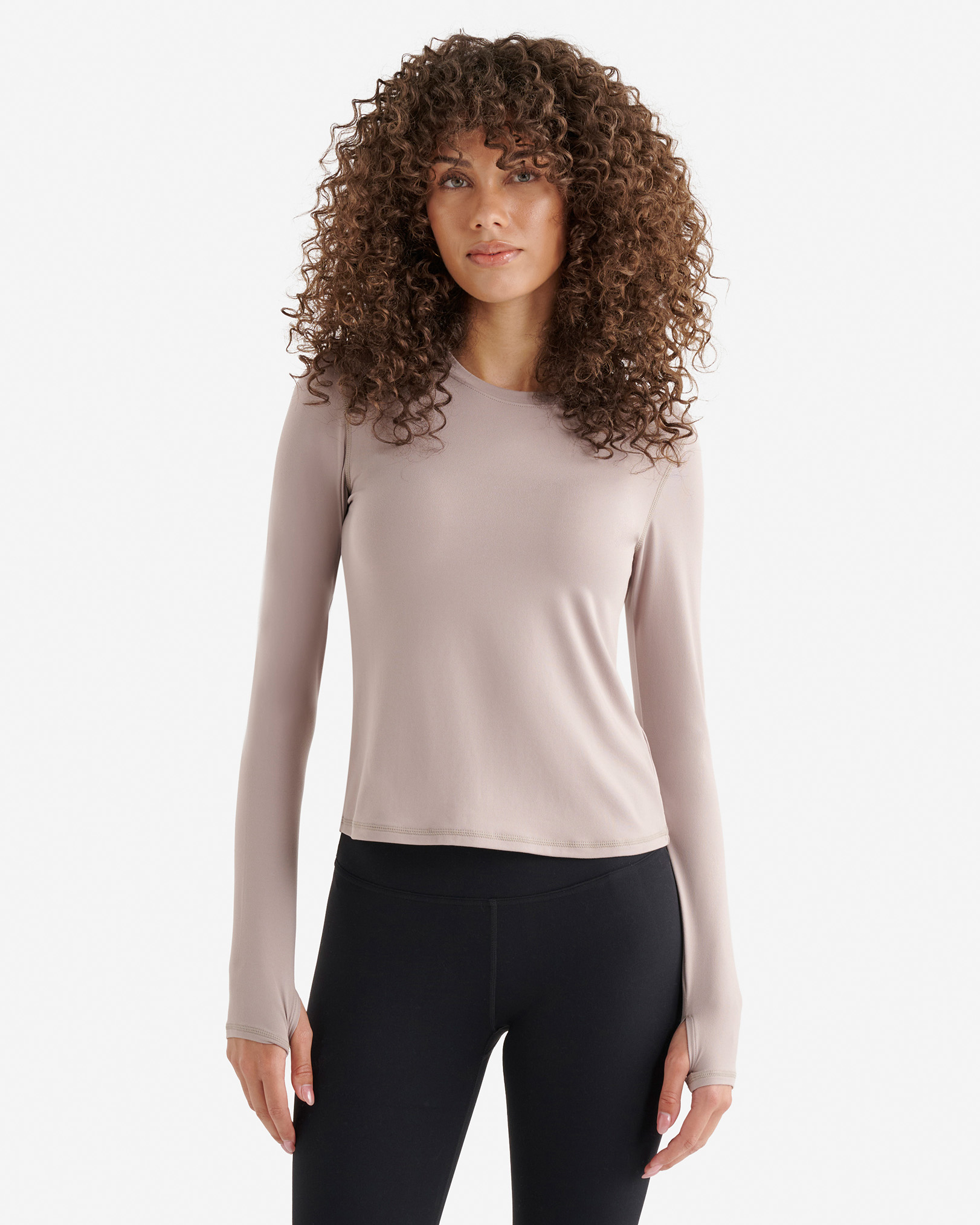 Renew Knit Fitted Long Sleeve Top - Moon Taupe
