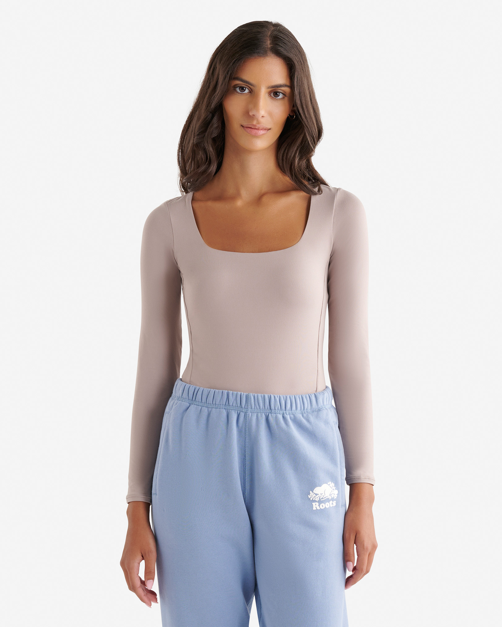 Renew Knit Long Sleeve Bodysuit - Moon Taupe