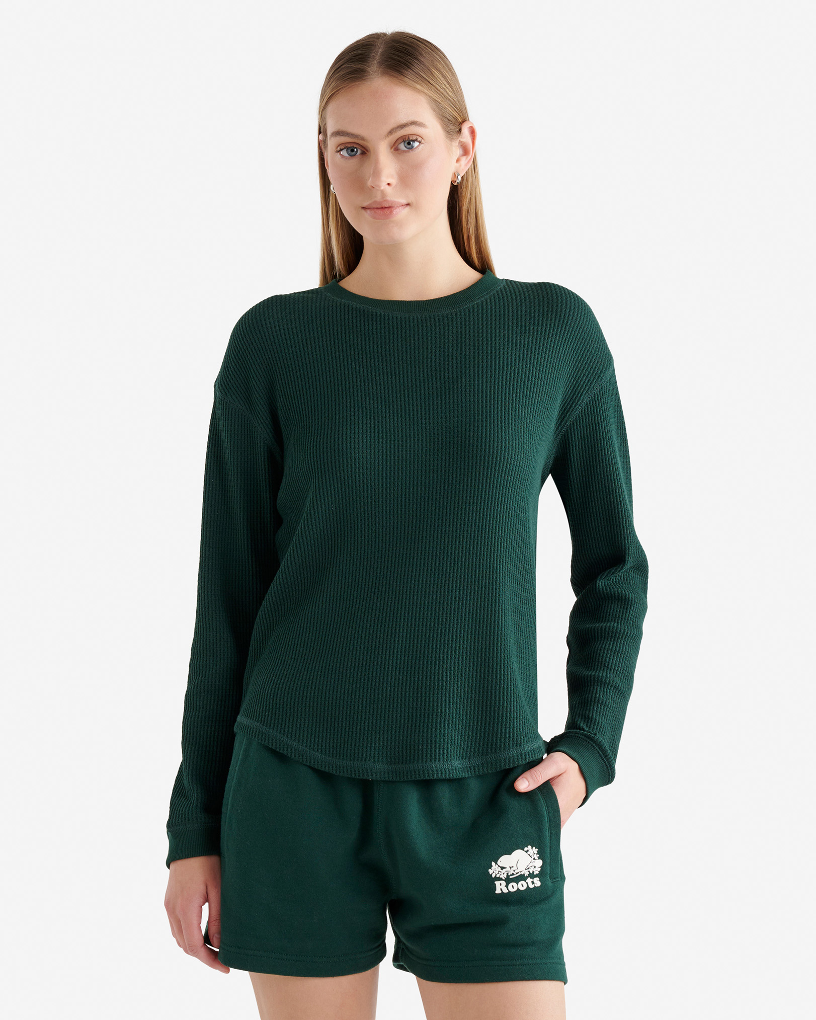 Waffle Long Sleeve Top - Varsity Green Waffle Long Sleeve Top - Varsity Green