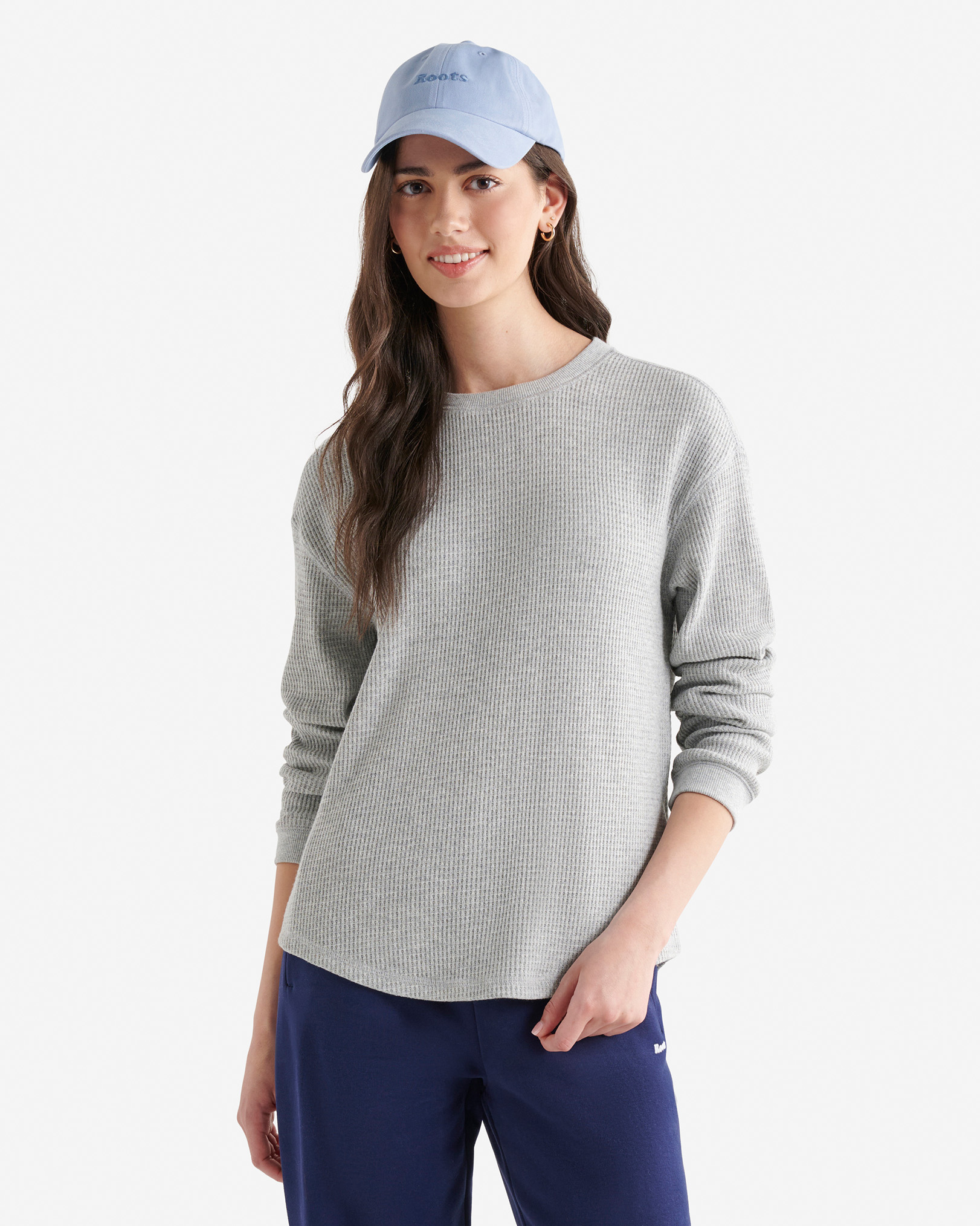 Waffle Long Sleeve Top - Cool Grey Mix Waffle Long Sleeve Top - Cool Grey Mix