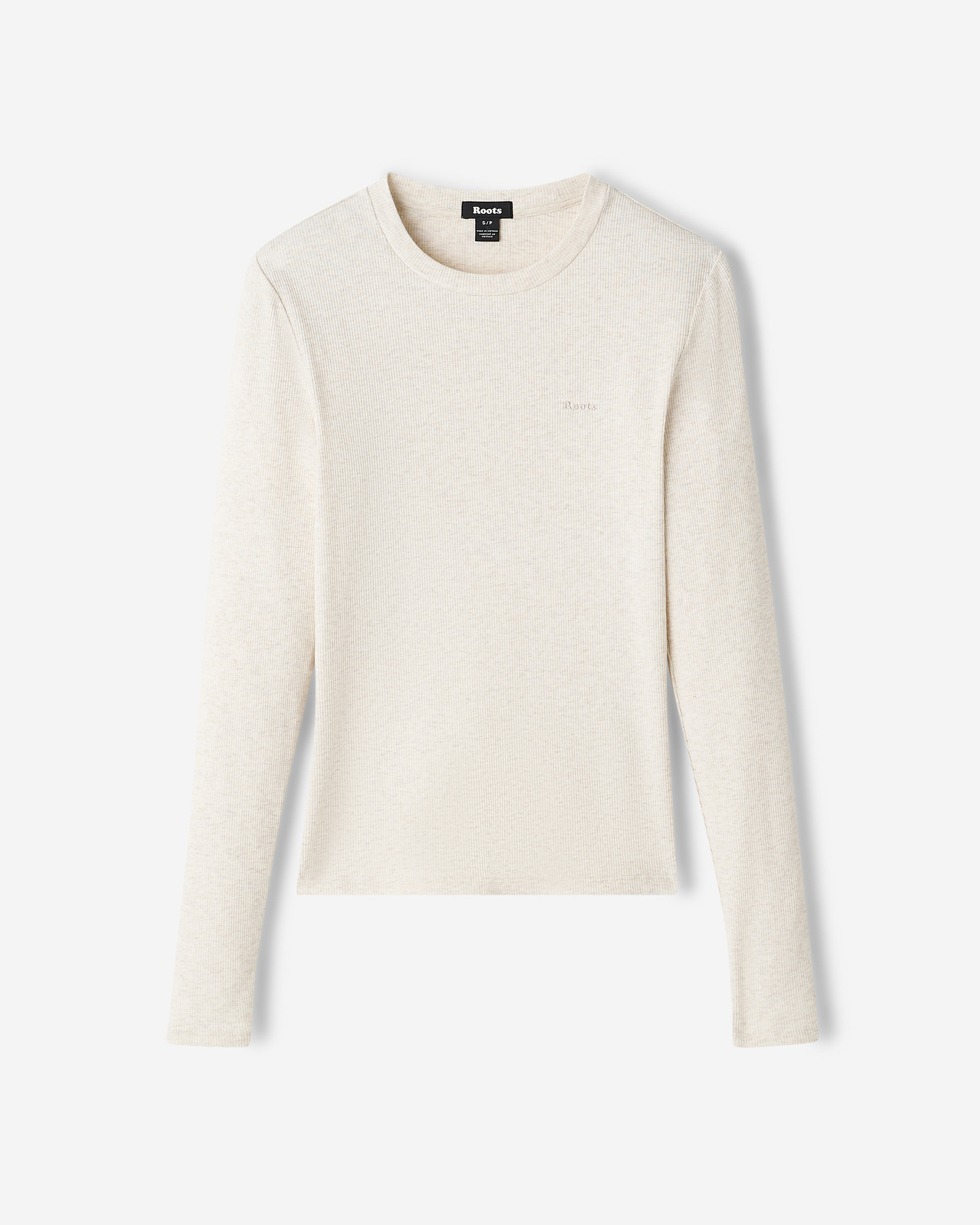 Roam Rib Fitted Long Sleeve Top - Oatmeal Mix Roam Rib Fitted Long Sleeve Top - Oatmeal Mix