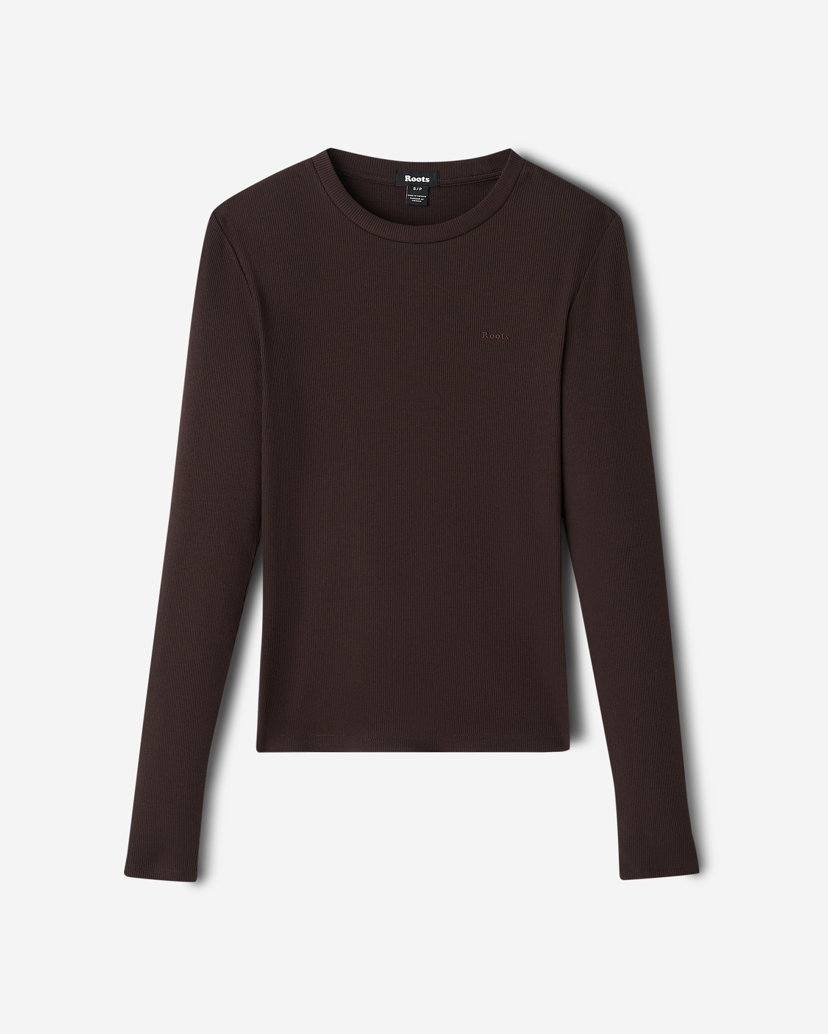 Roam Rib Fitted Long Sleeve Top - Black Coffee Roam Rib Fitted Long Sleeve Top - Black Coffee