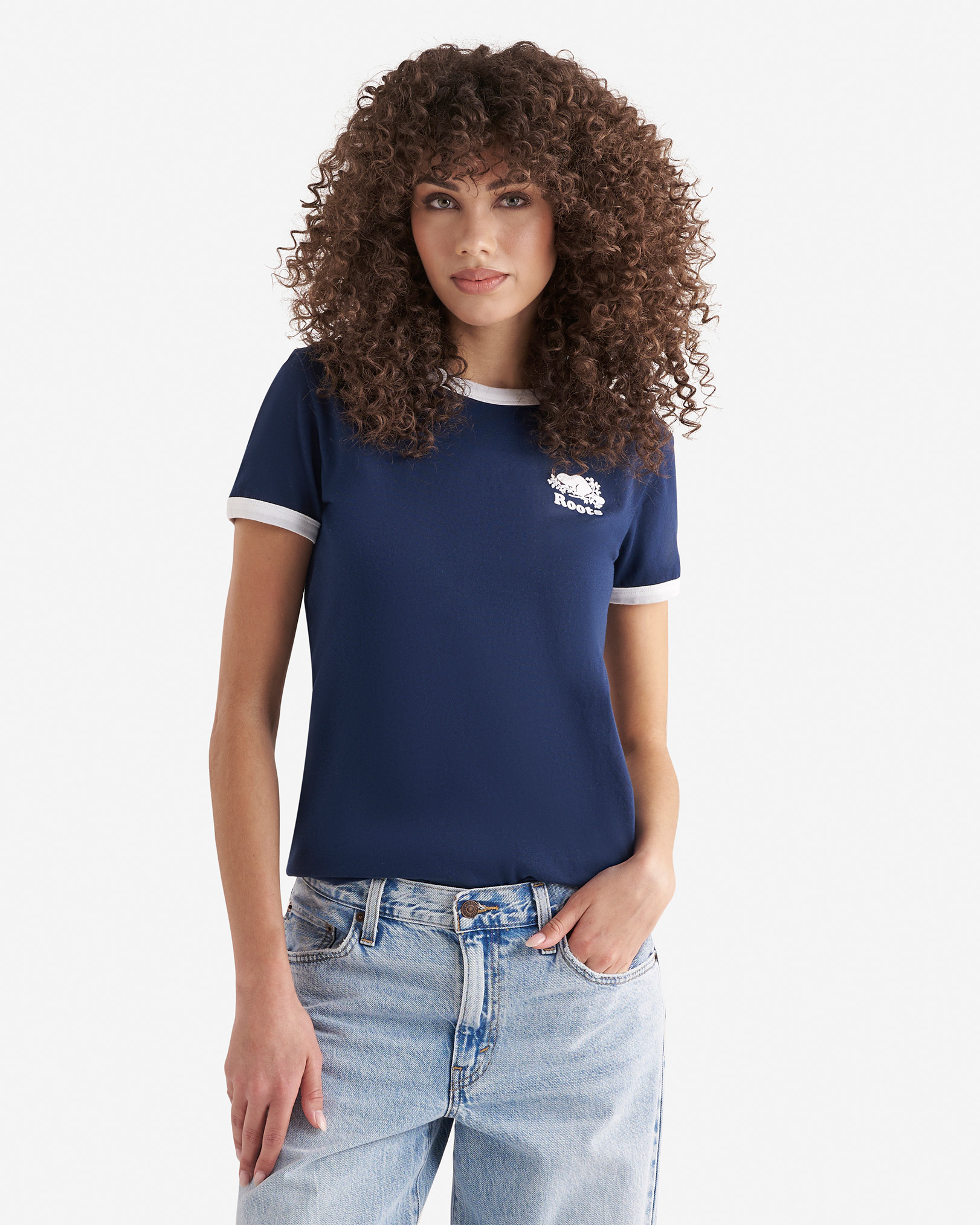 Womens Organic Cooper Ringer T-Shirt - True Navy