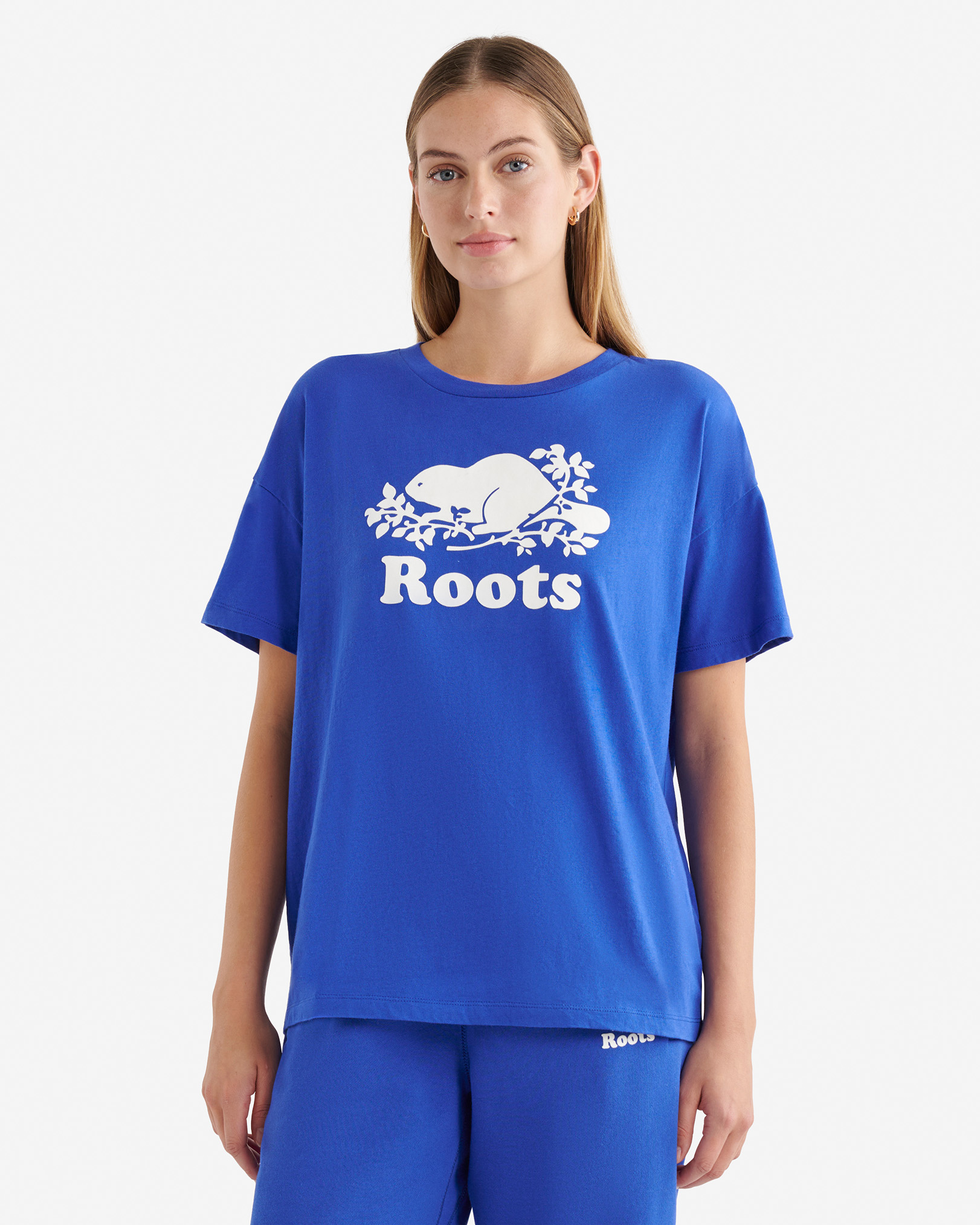 T-shirt décontracté en coton bio Cooper pour femme - Bleu Saphir