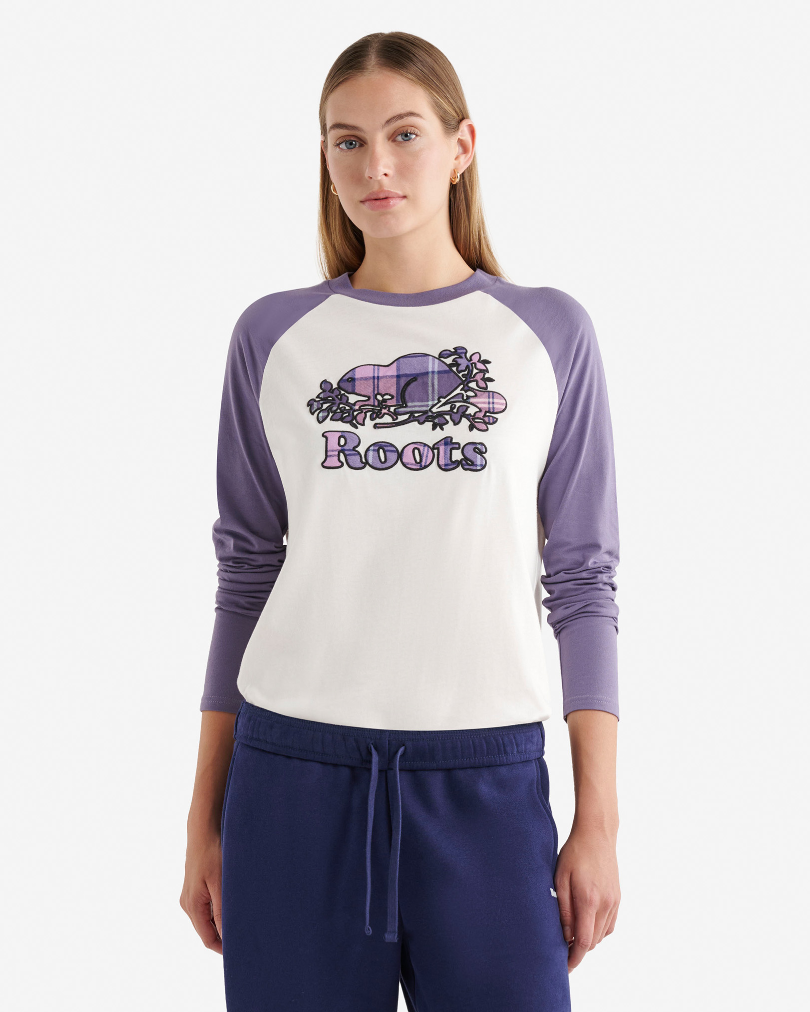 Womens Cooper Plaid Long Sleeve T-Shirt - Midnight Violet