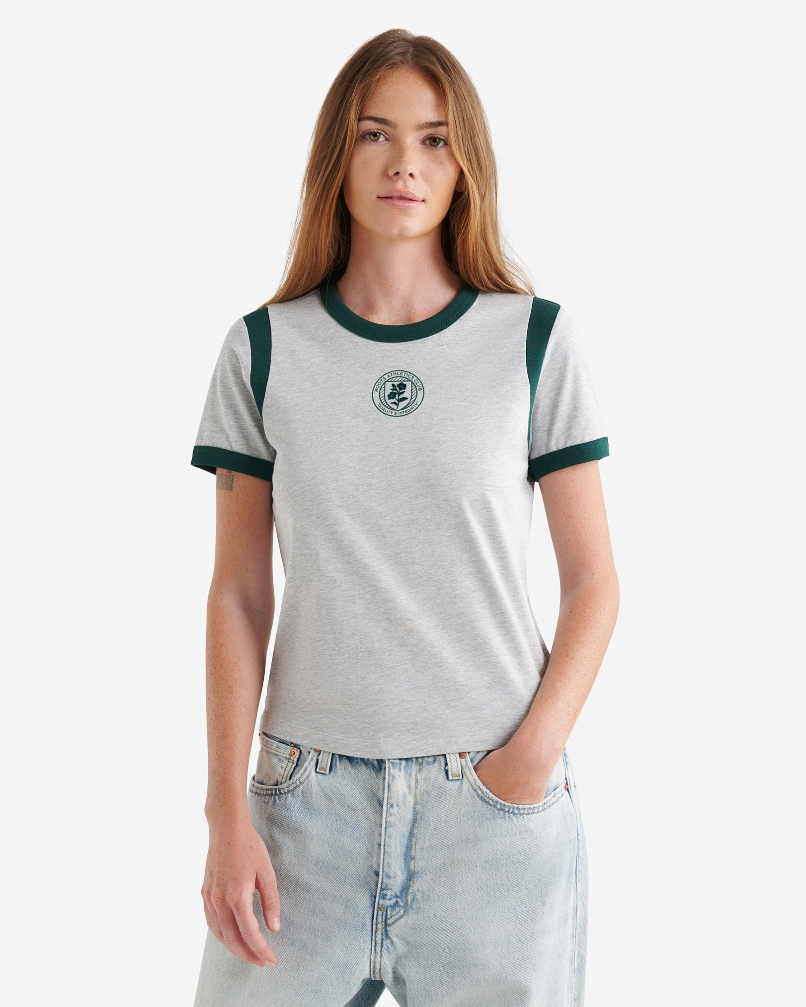 Womens Summer League Ringer T-Shirt - Heather Grey Womens Summer League Ringer T-Shirt - Heather Grey