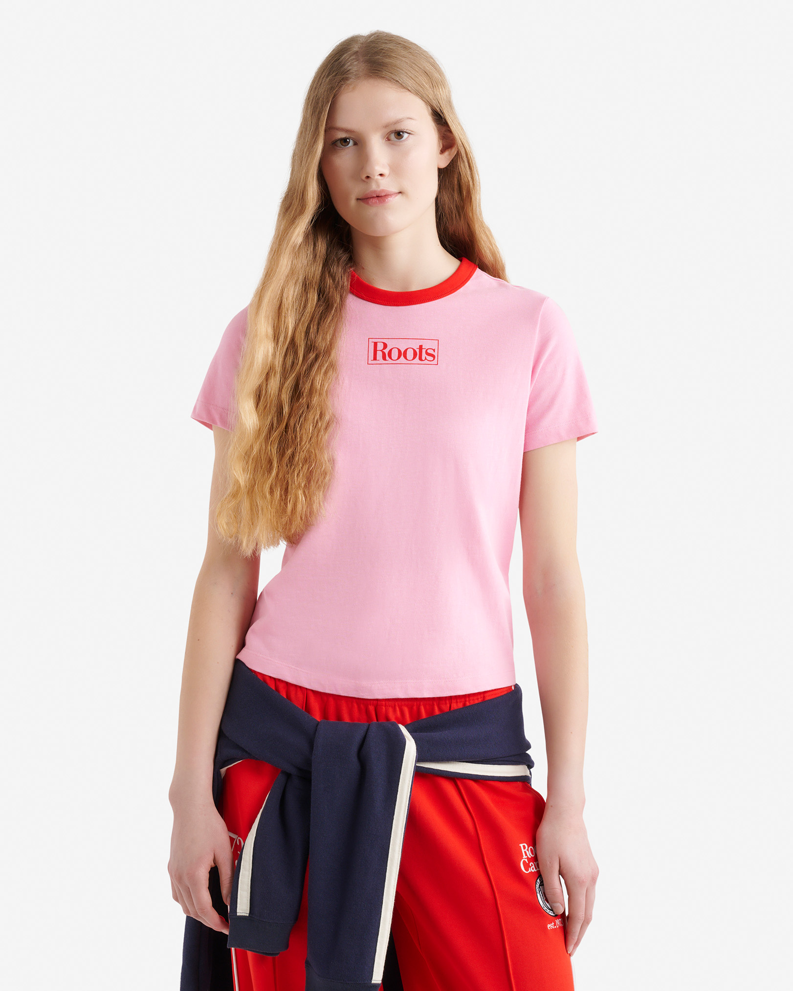 Womens Roots Athletics T-Shirt - Begonia Pink Womens Roots Athletics T-Shirt - Begonia Pink