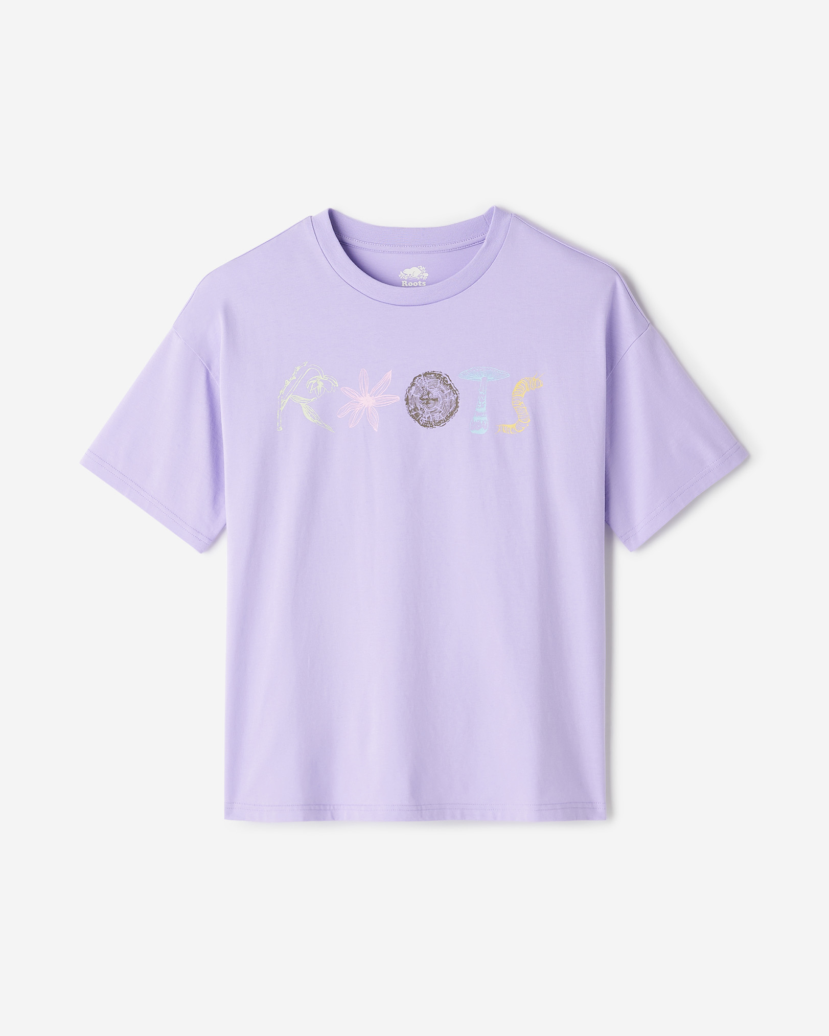 Womens Roots Nature Stamp T-Shirt - Lavender