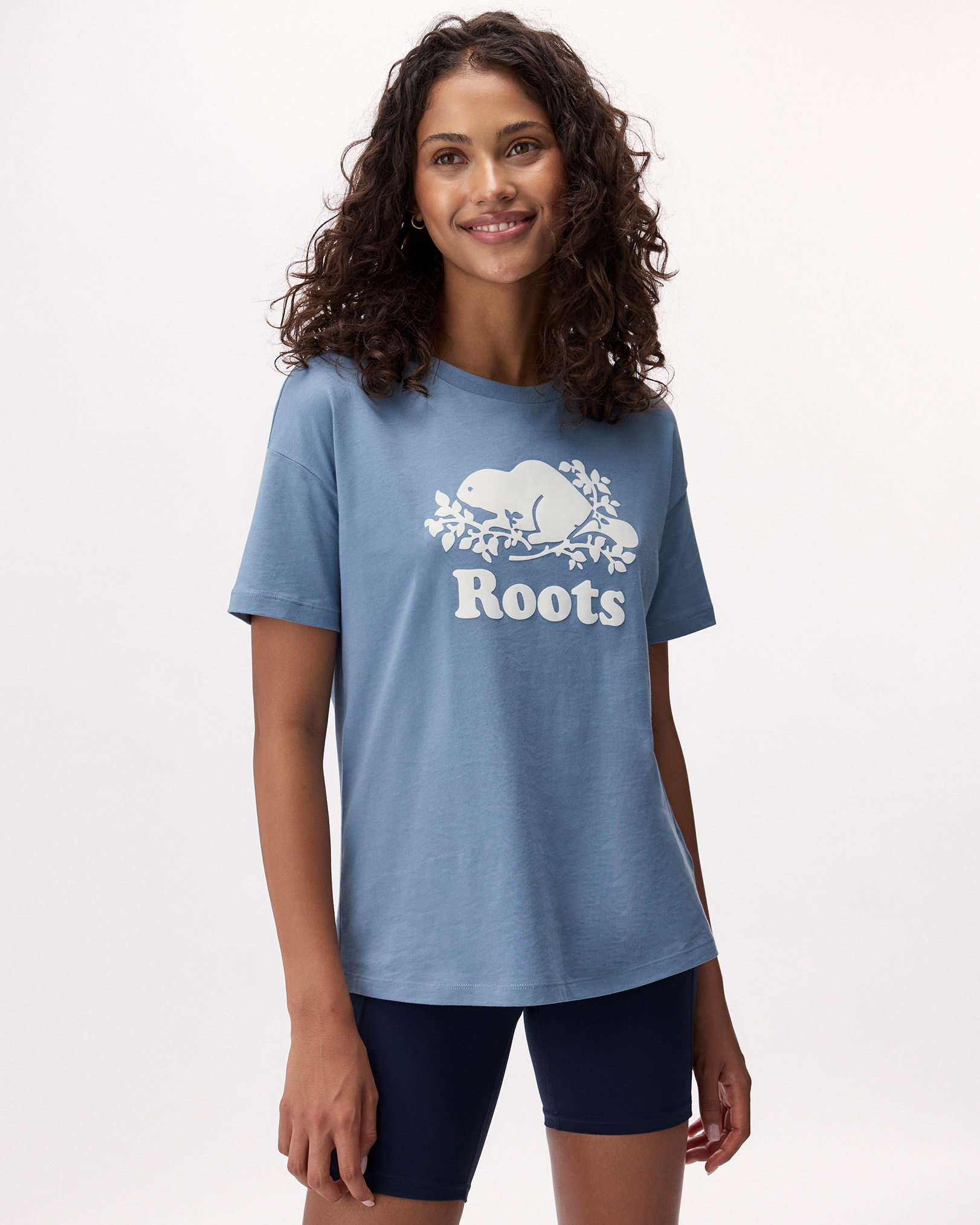 Womens Organic Relaxed Cooper T-Shirt - Raincloud Blue Womens Organic Relaxed Cooper T-Shirt - Raincloud Blue