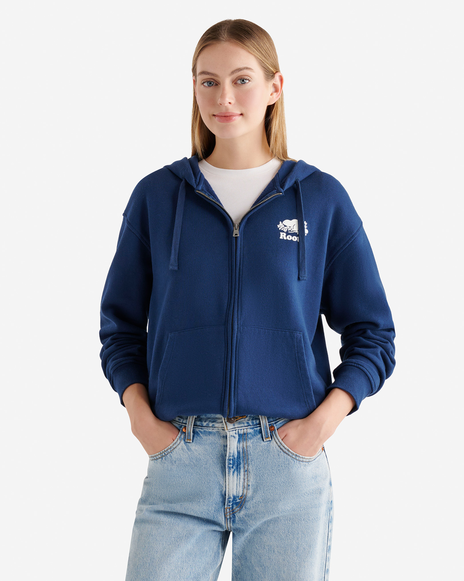 Organic Original Relaxed Full Zip Hoodie - True Navy