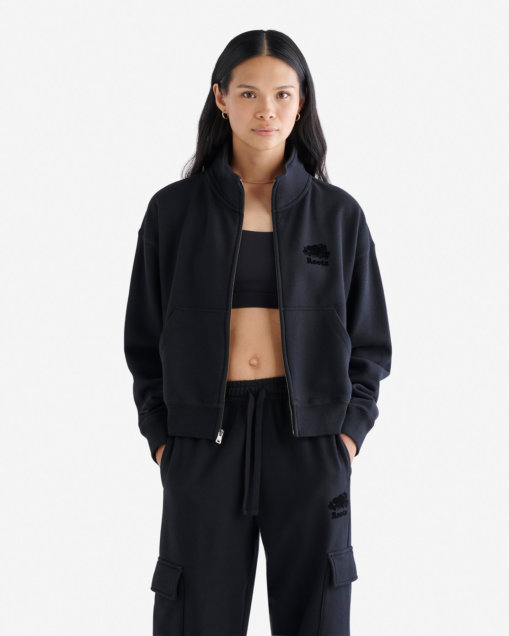 Organic Cooper Track Full Zip Jacket - Black