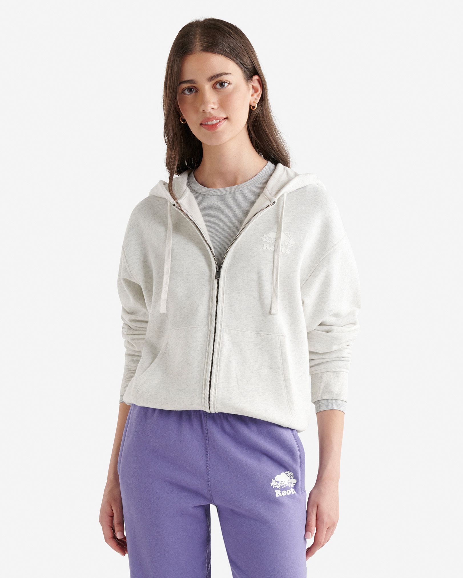 Organic Original Relaxed Full Zip Hoodie - White Mix