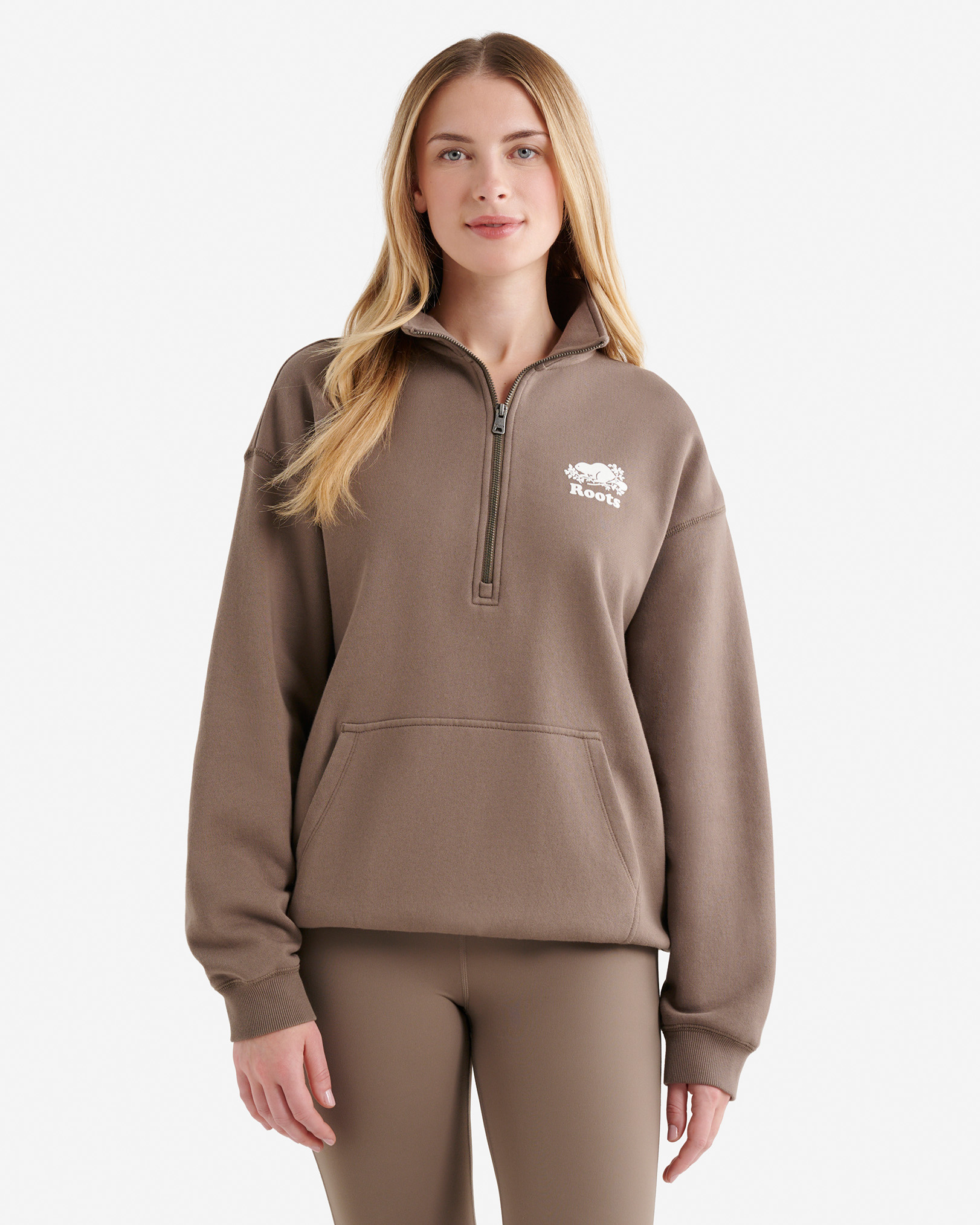 Organic Cooper Relaxed Quarter Zip Stein
