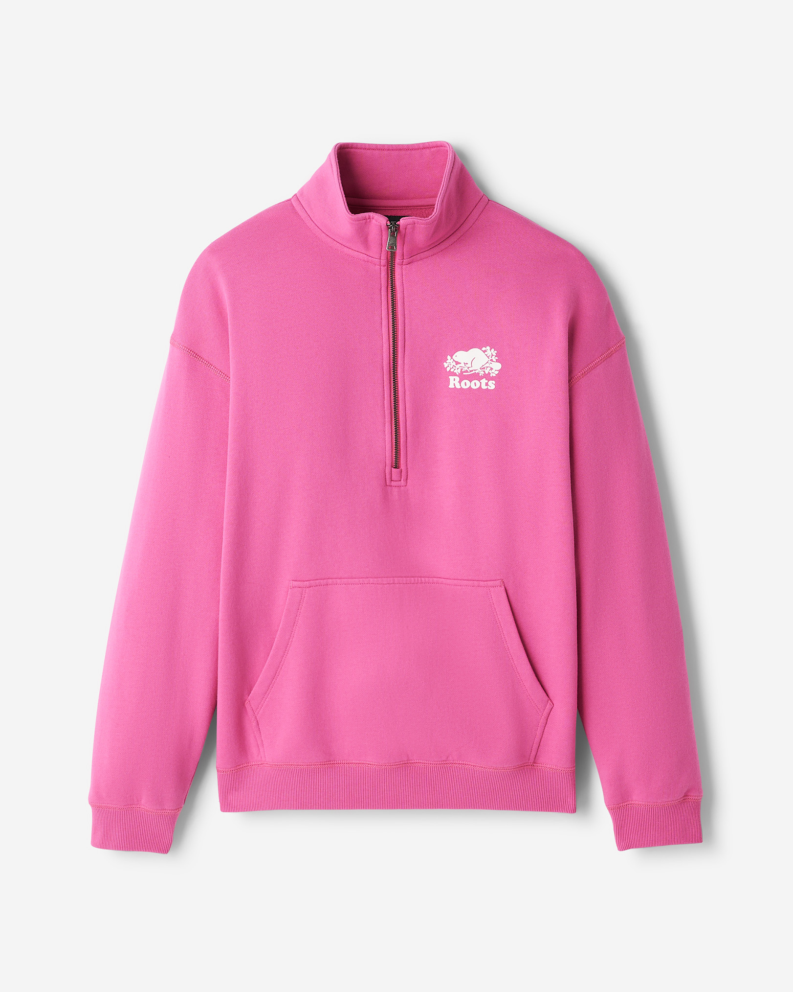 Organic Cooper Relaxed Quarter Zip Stein - Magenta Glow