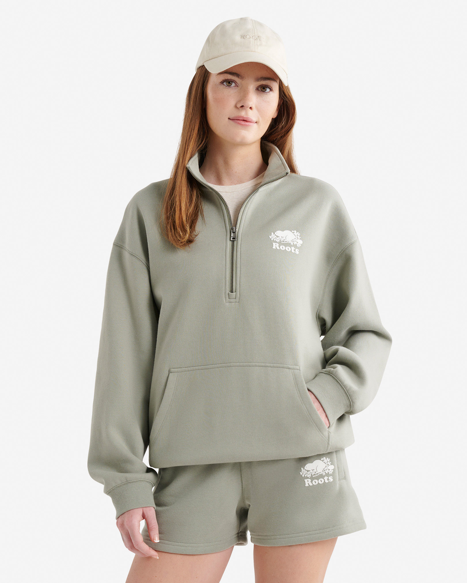 Organic Cooper Relaxed Quarter Zip Stein