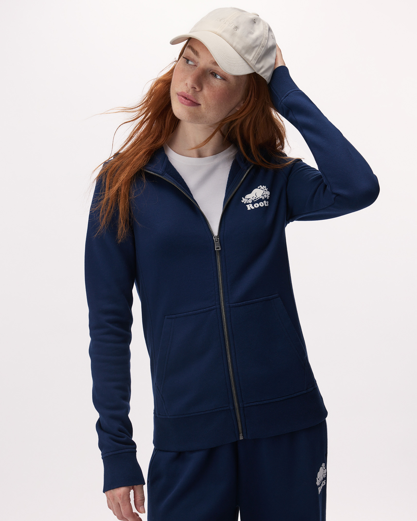 Organic Cooper Slim Full Zip Hoodie - True Navy Organic Cooper Slim Full Zip Hoodie - True Navy