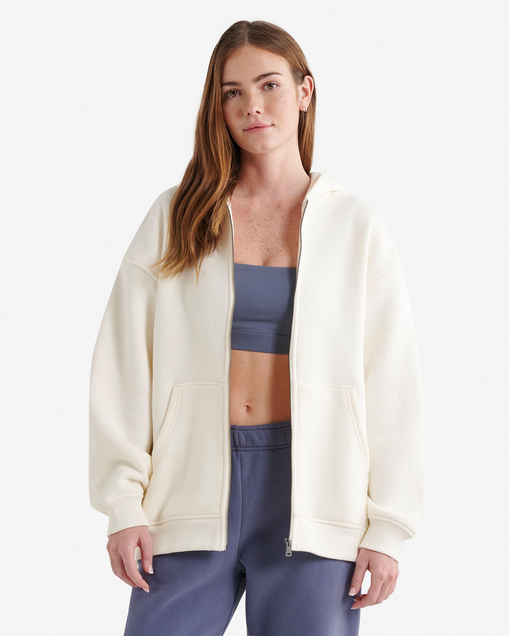 Cloud Long Full Zip Hoodie - Egret Cloud Long Full Zip Hoodie - Egret