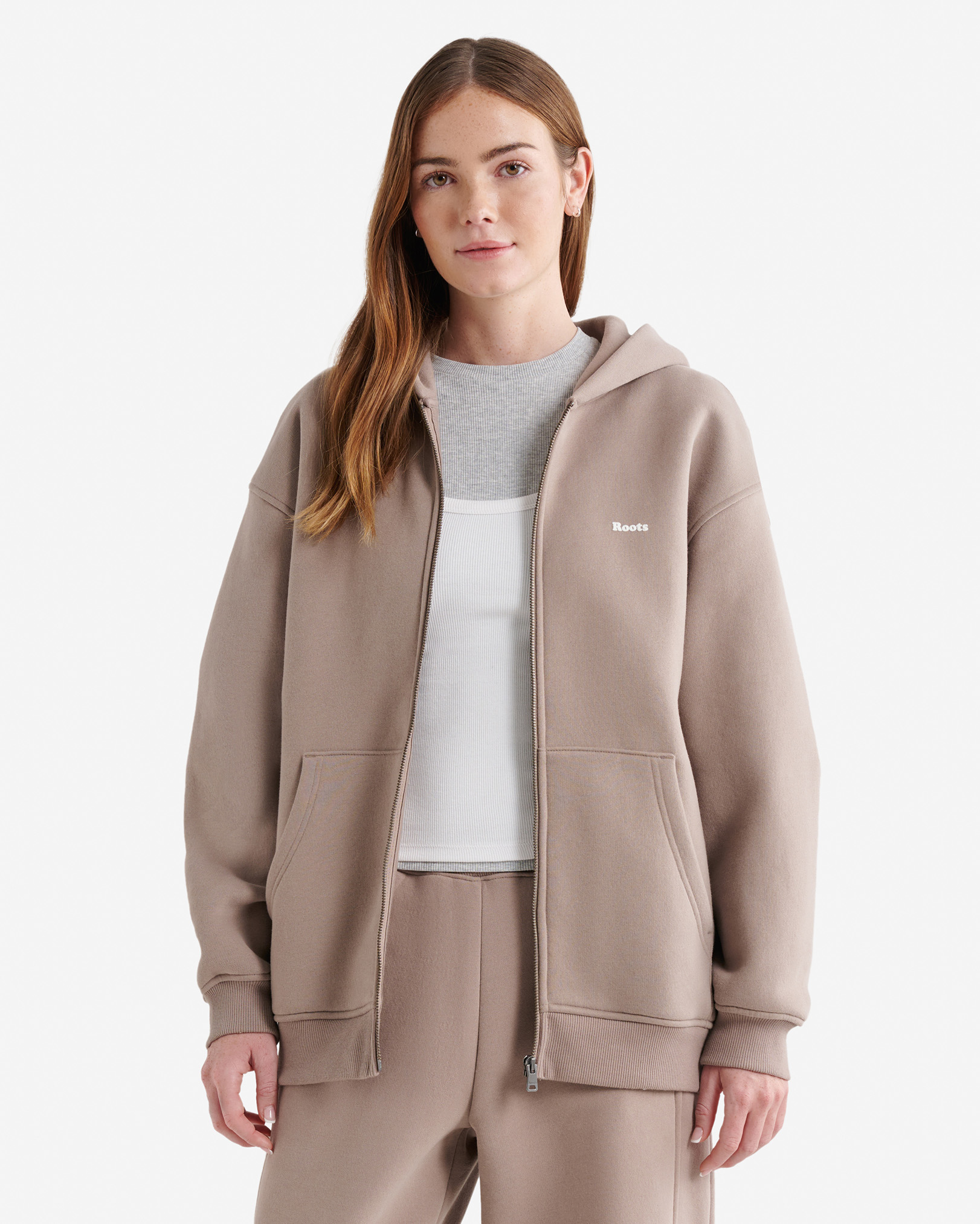 Cloud Long Full Zip Hoodie - Mushroom Brown Cloud Long Full Zip Hoodie - Mushroom Brown