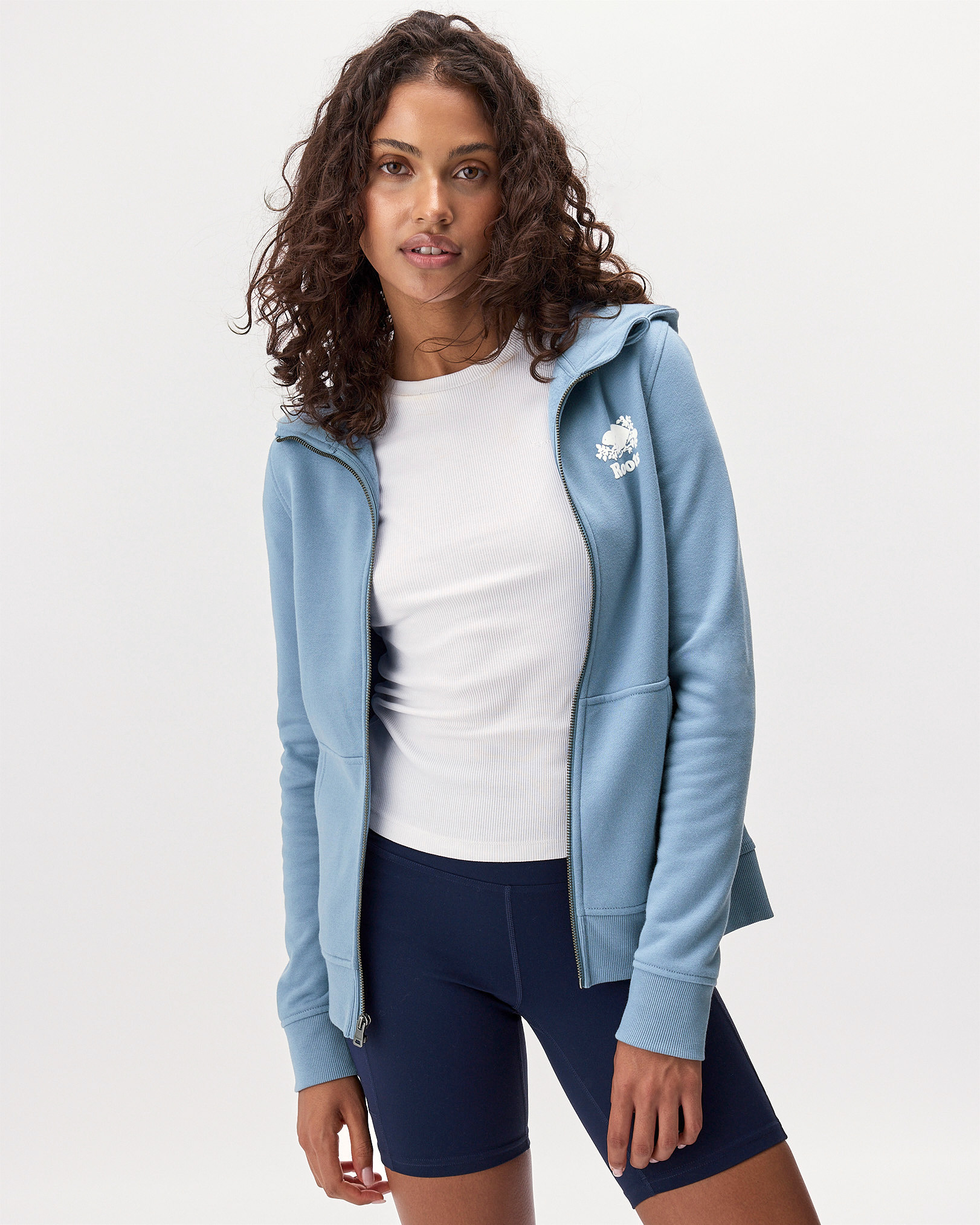 Organic Cooper Slim Full Zip Hoodie - Raincloud Blue