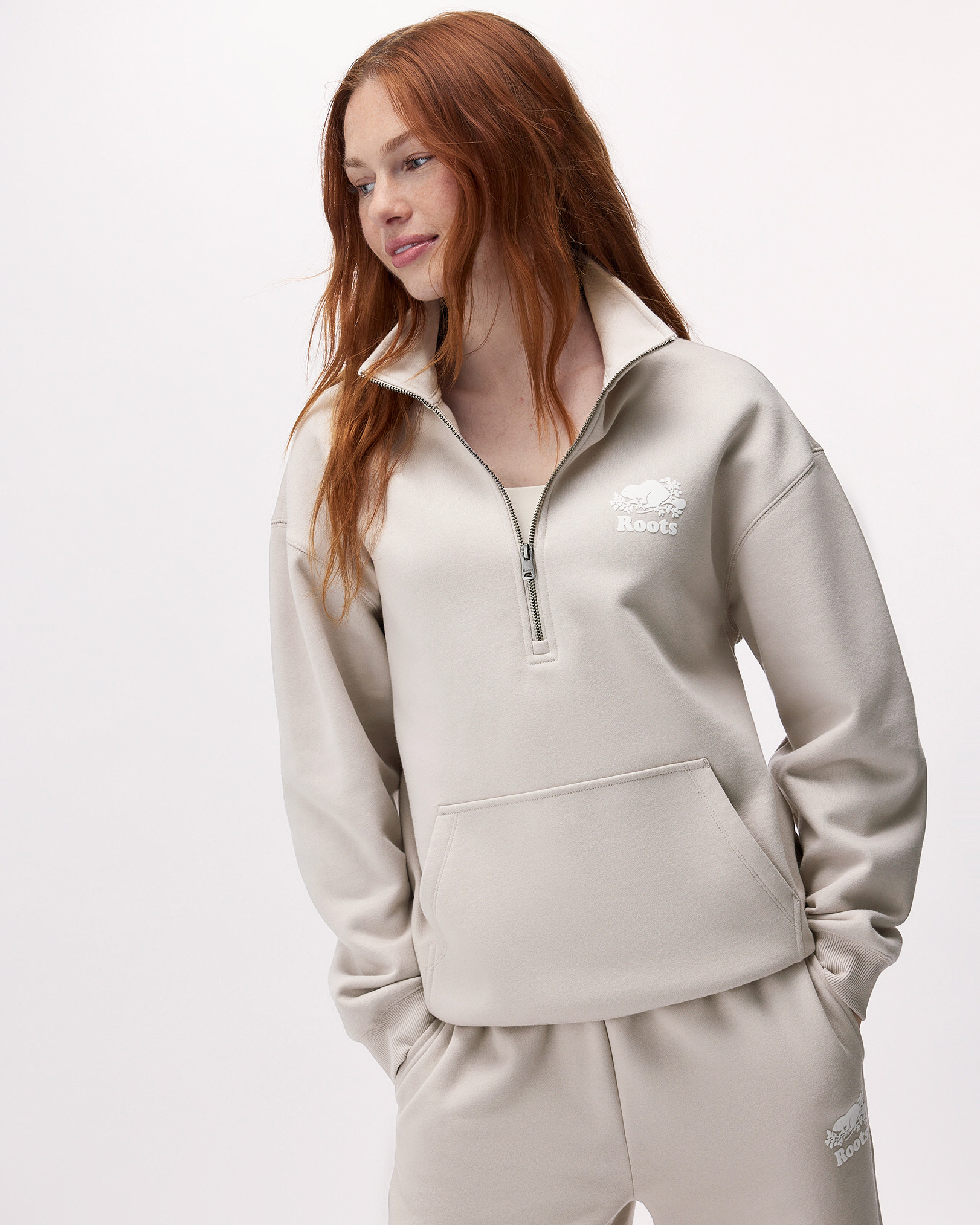 Organic Cooper Relaxed Quarter Zip Stein - Silver Cloud Organic Cooper Relaxed Quarter Zip Stein - Silver Cloud