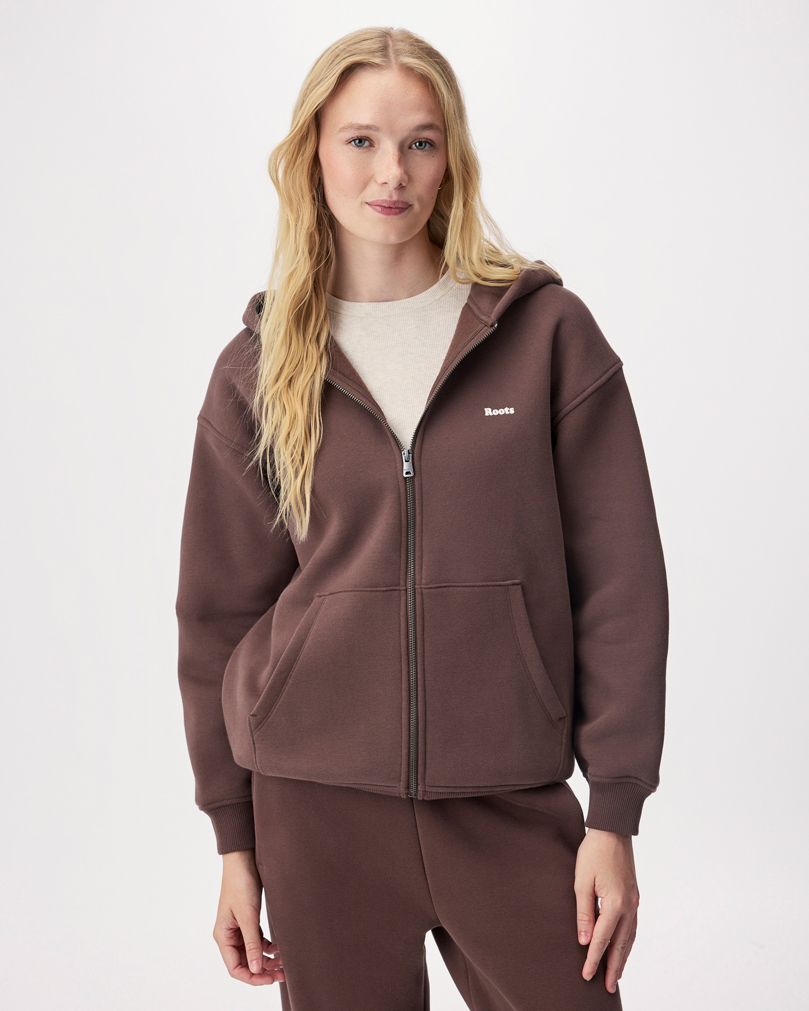 Cloud Long Full Zip Hoodie - Mosswood Brown