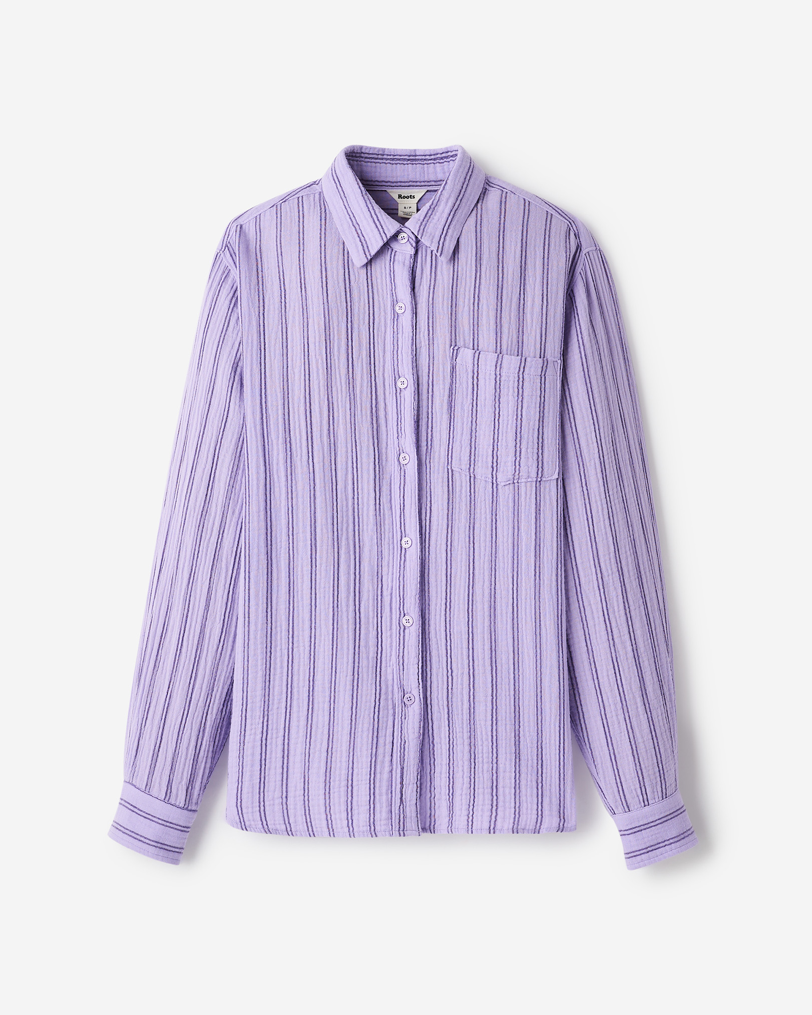 Isla Cotton Gauze Shirt - Lavender Stripe