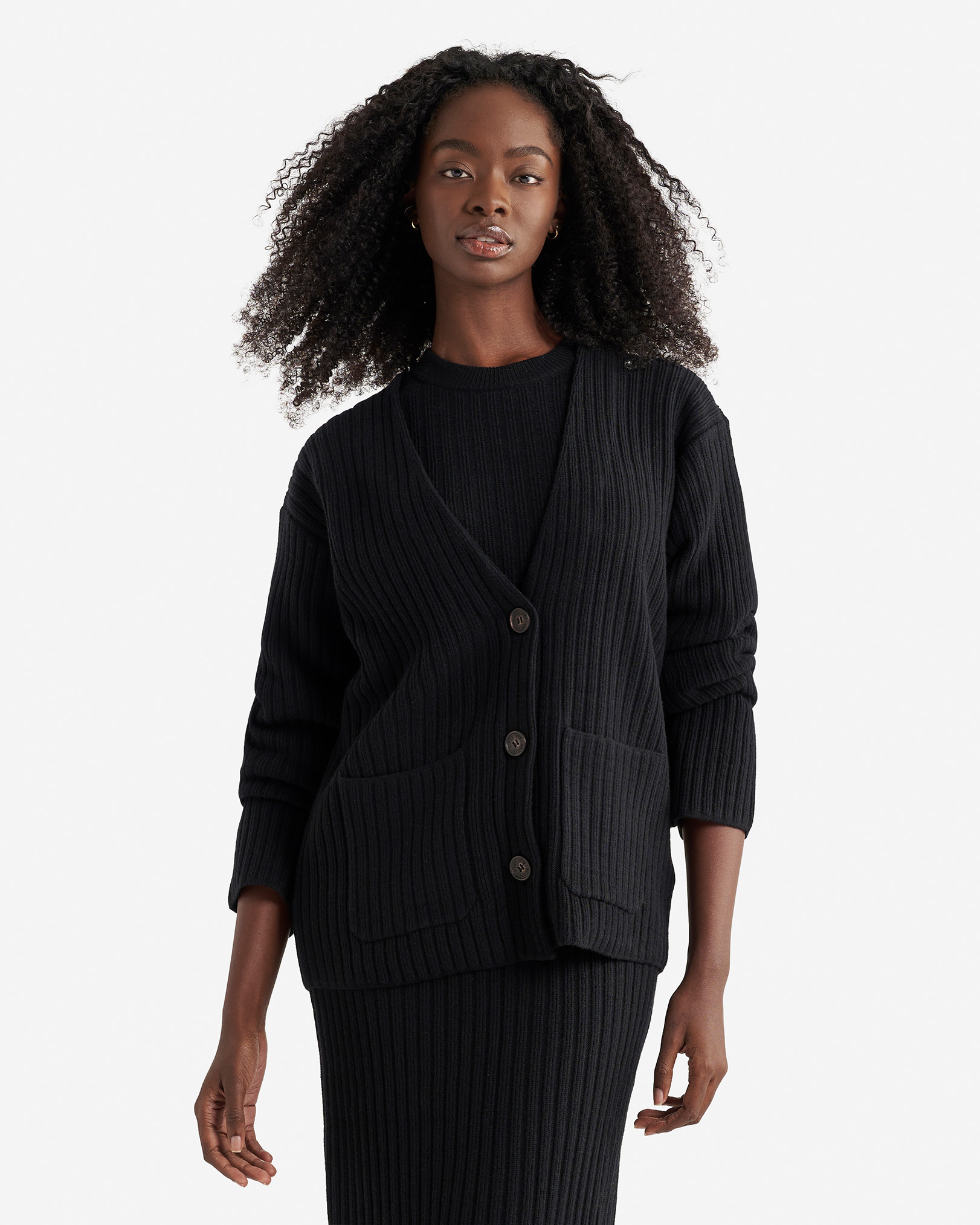 Bowen Rib Cardigan - Black
