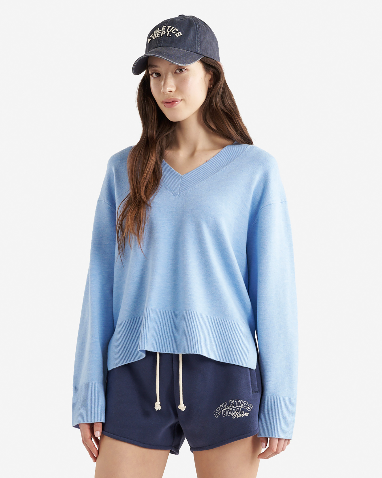 Bowen V-Neck Sweater - Sky Blue Mix