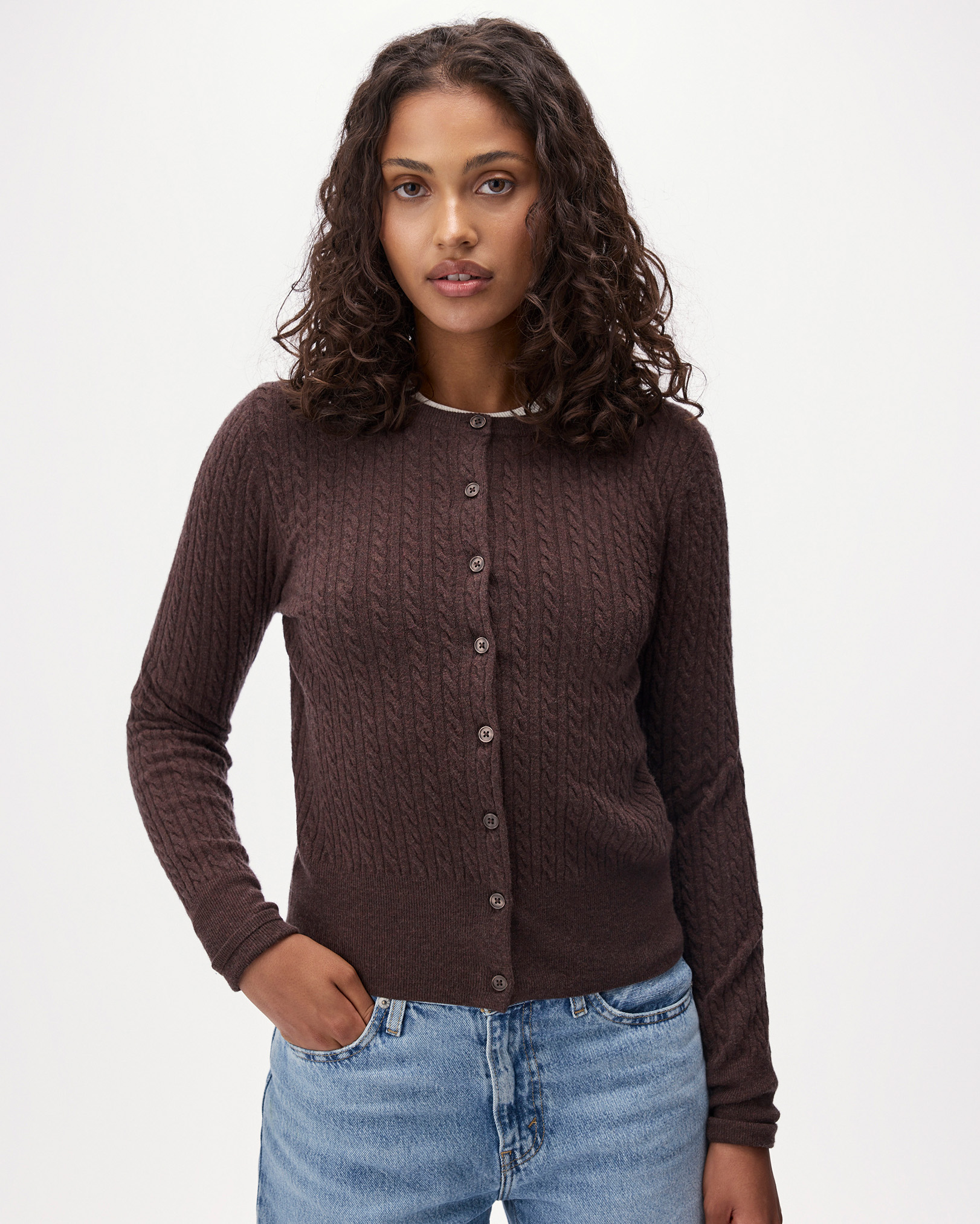 Bowen Cable Knit Cardigan - Coffee Mix Bowen Cable Knit Cardigan - Coffee Mix