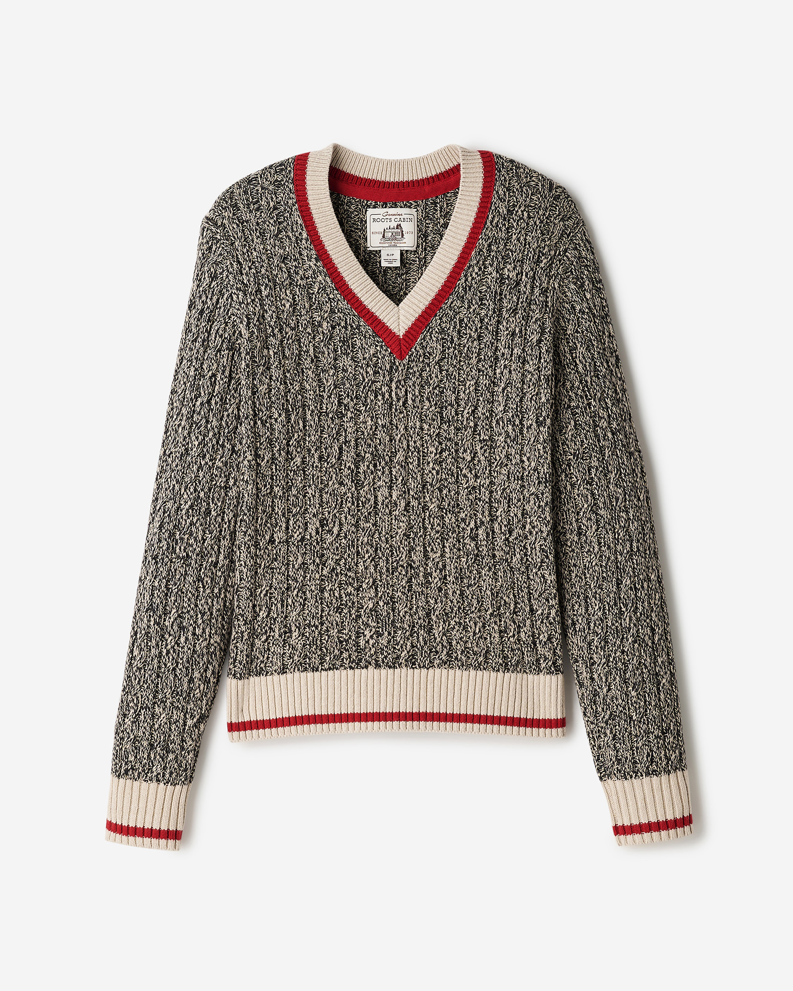 Cabin Cable V-Neck - Grey Oat Mix Cabin Cable V-Neck - Grey Oat Mix