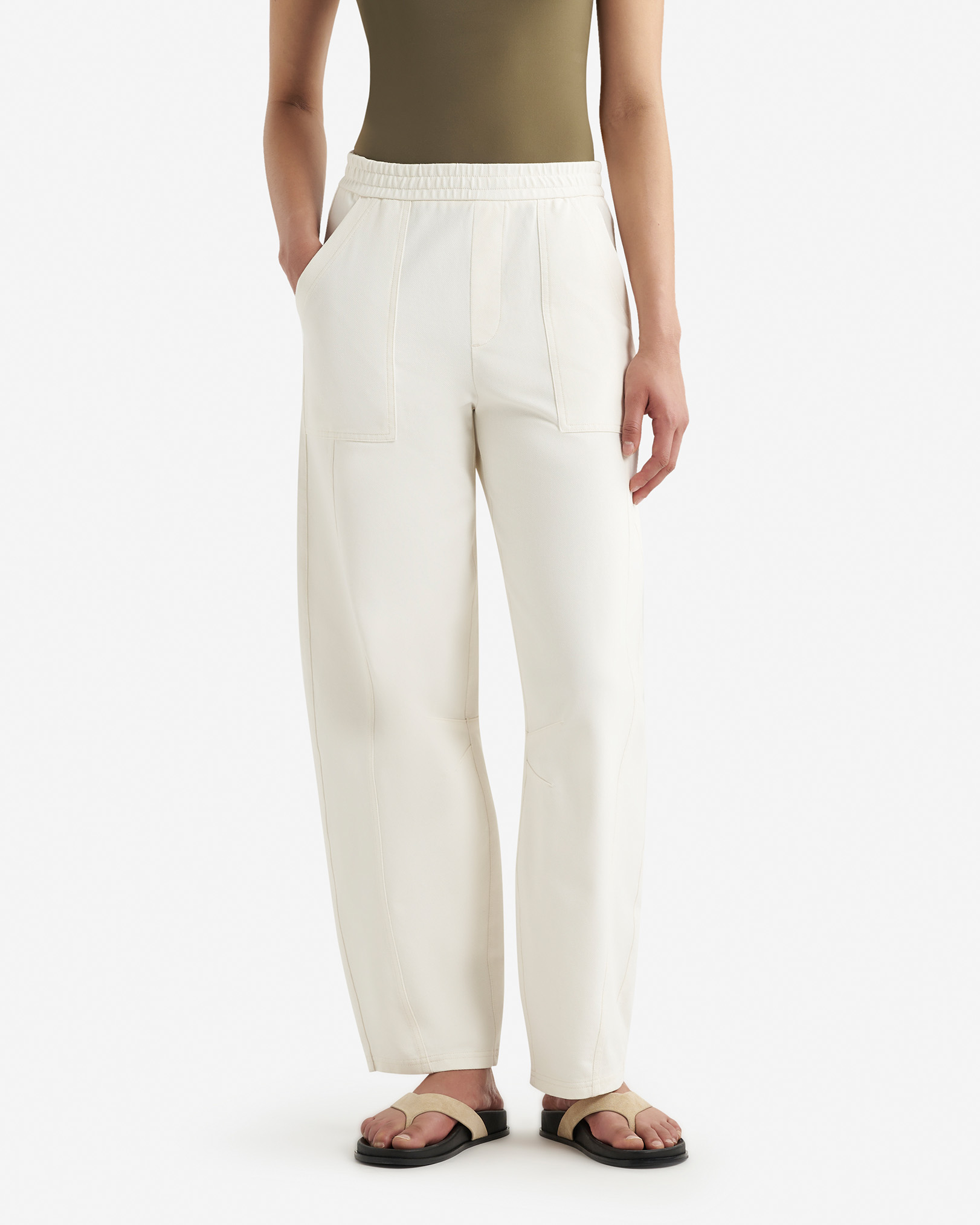 Welland Knit Twill Barrel Pant - Egret