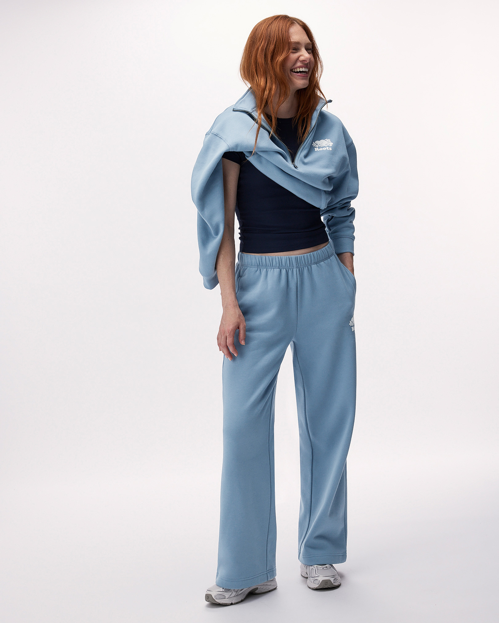 Organic Cooper Wide Leg Sweatpant - Raincloud Blue Organic Cooper Wide Leg Sweatpant - Raincloud Blue