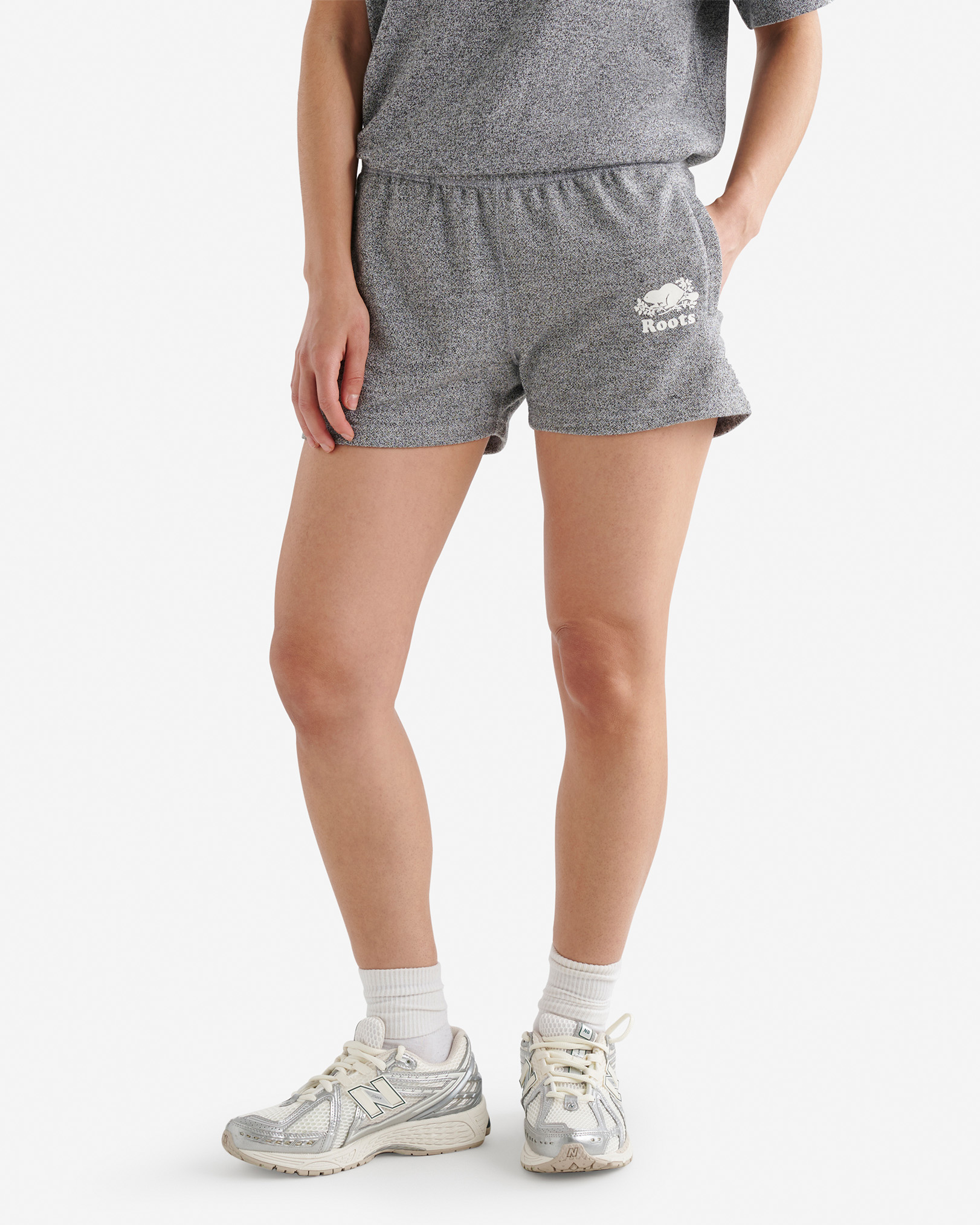 Organic Original Terry Sweatshort 3 Inch - Salt & Pepper