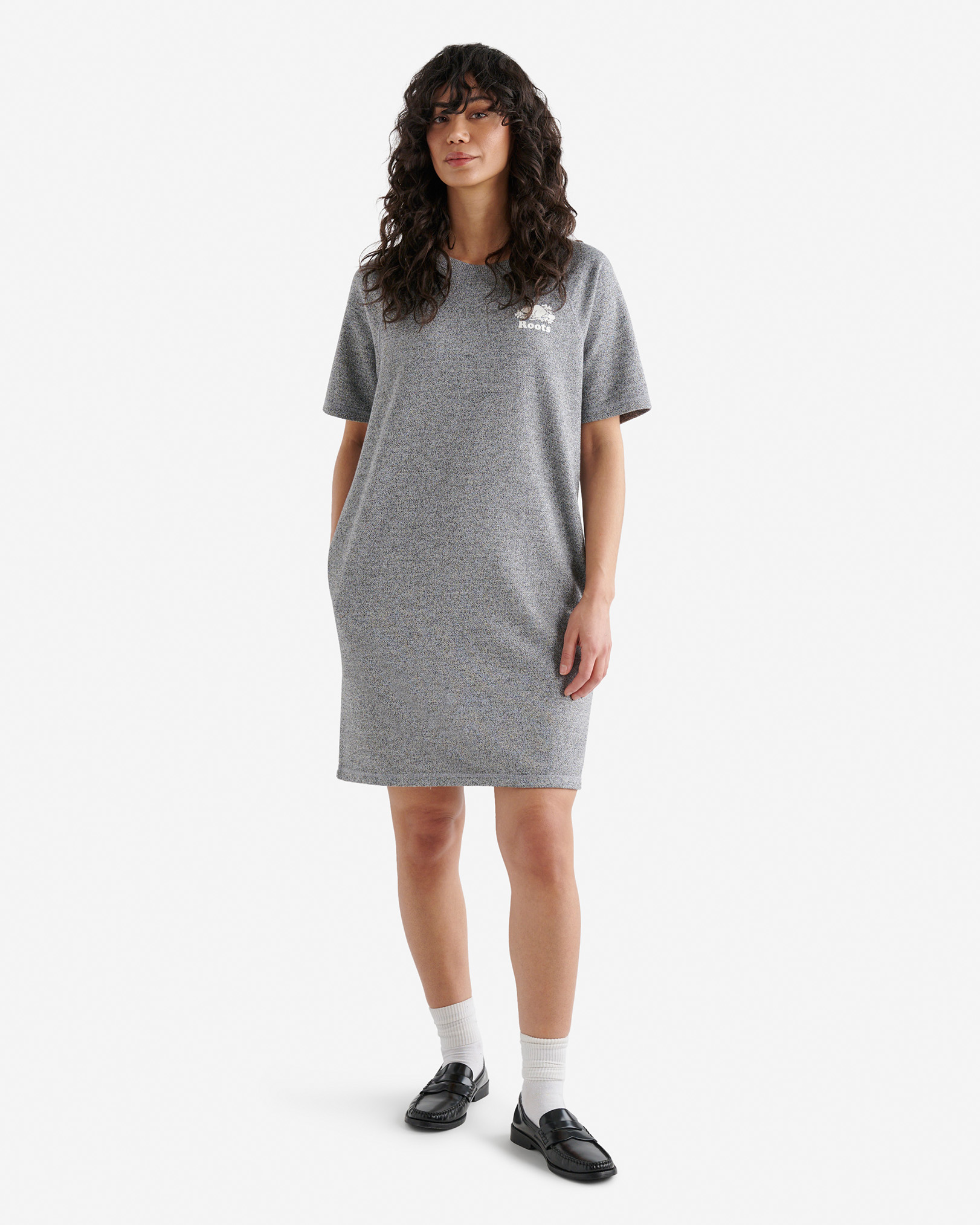 Cooper Shortsleeve Sweat Dress - Salt & Pepper