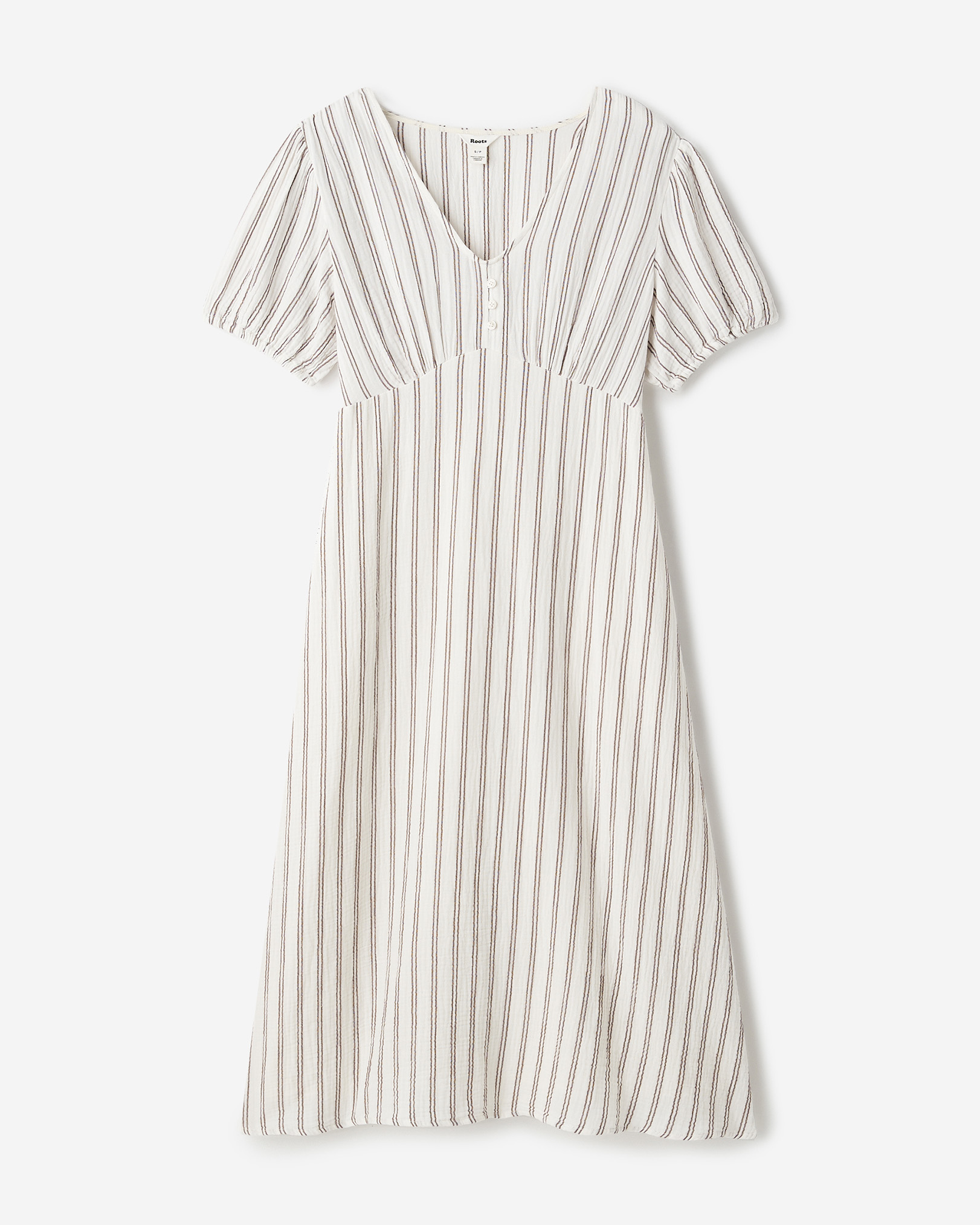Isla Cotton Gauze Tea Dress - Egret Stripe
