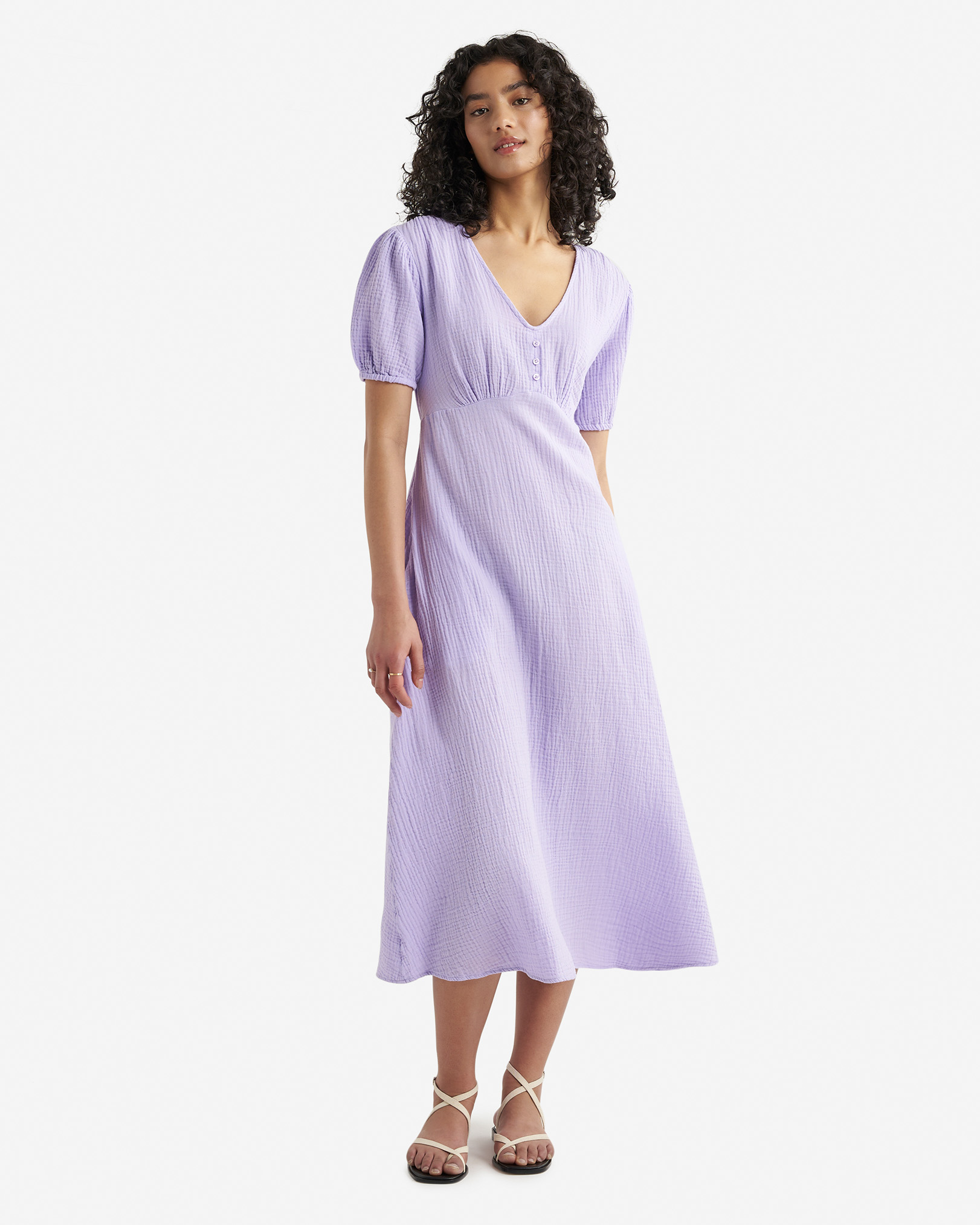 Isla Cotton Gauze Tea Dress - Lavender