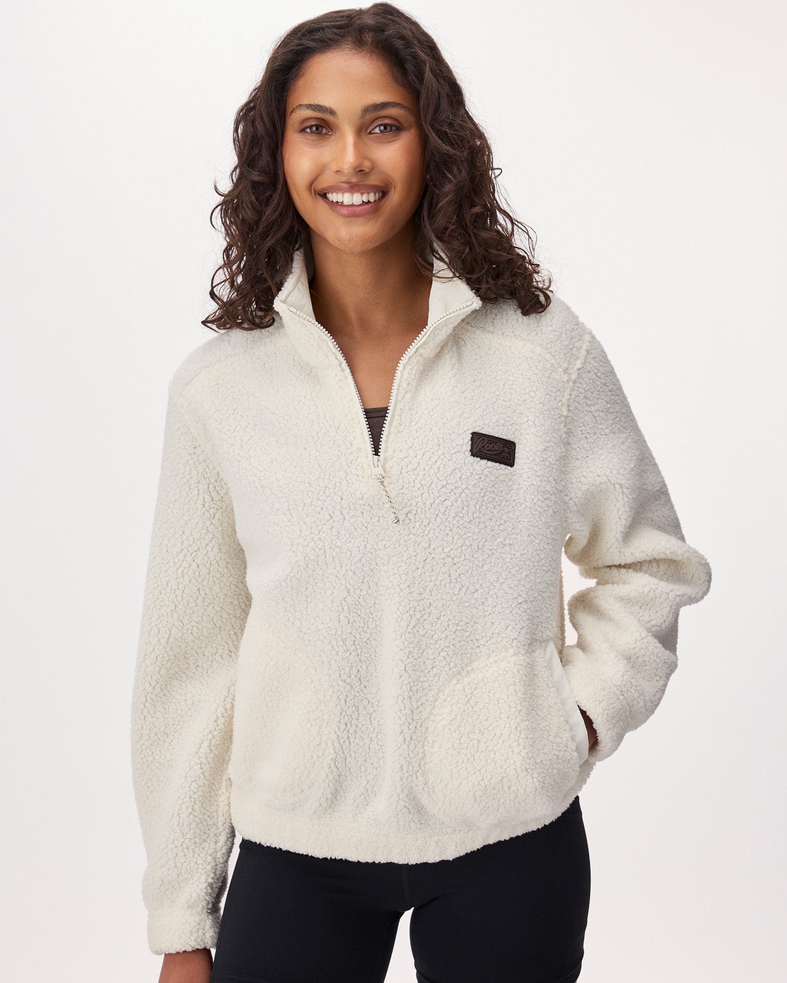 Alta Shearling Fleece Quarter Zip - Egret