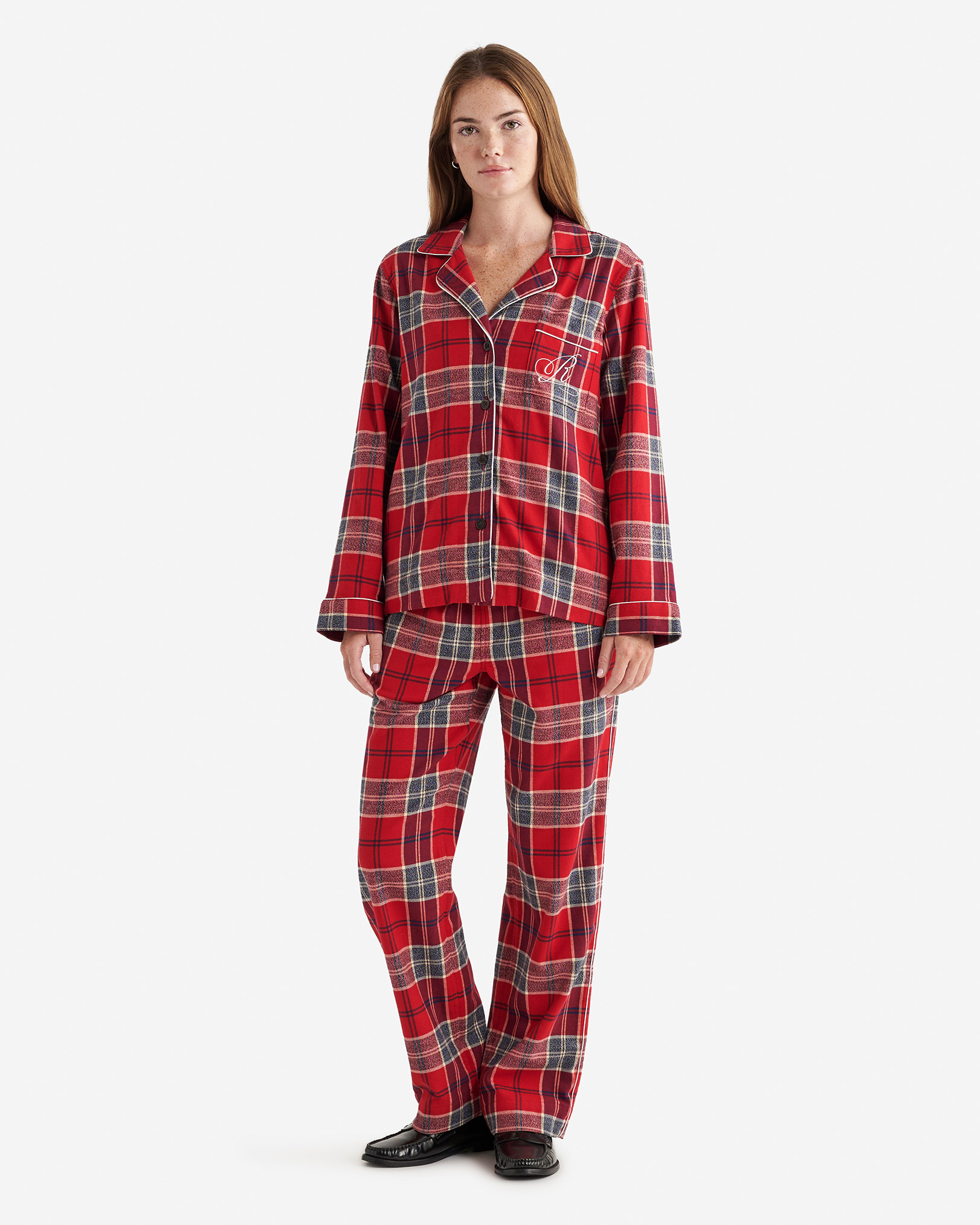 Womens Roots Signature Pajama Set - Cabin Red Smoke Lake