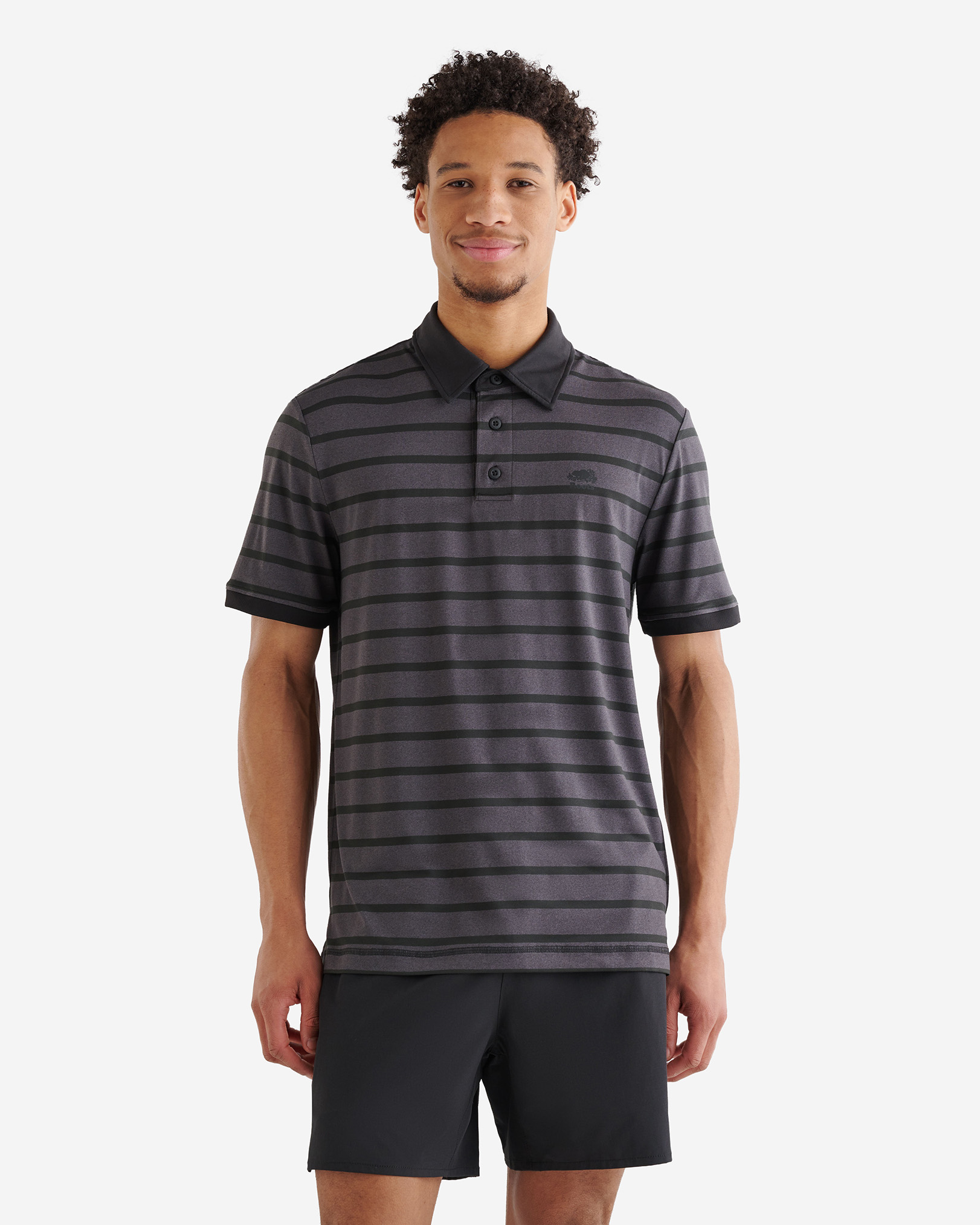 Renew Striped Polo - Black Pepper Stripe Renew Striped Polo - Black Pepper Stripe