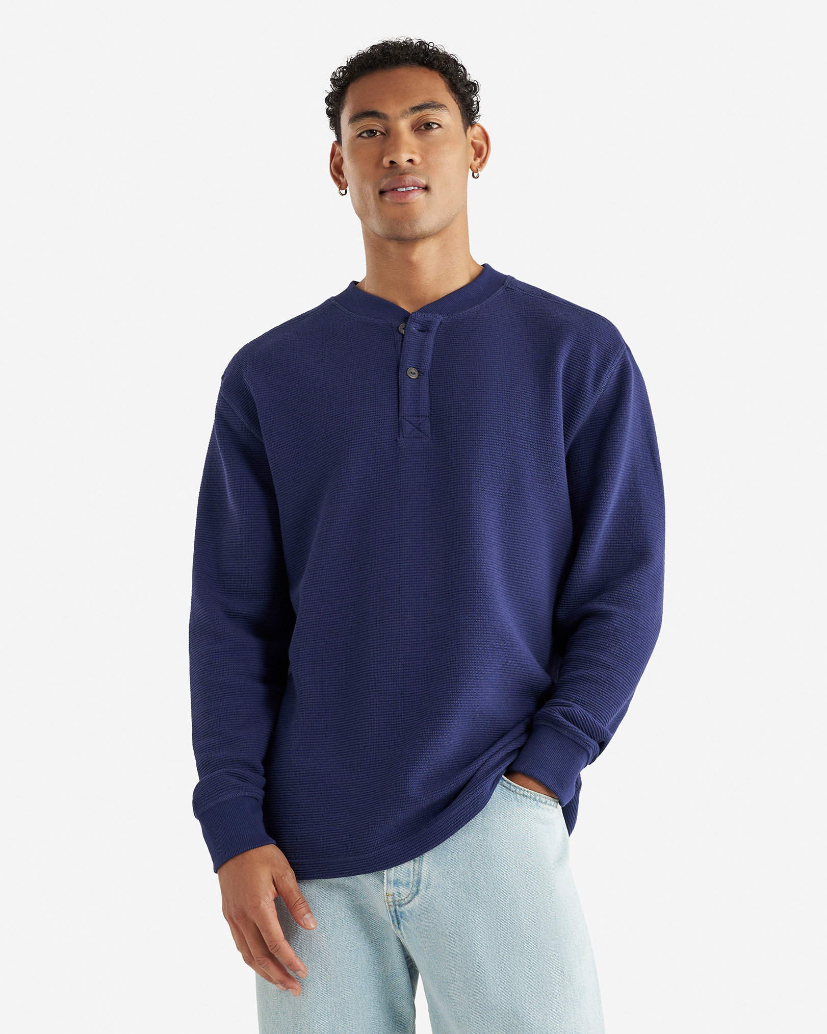 Thompson Double Knit Henley - Indigo Ink