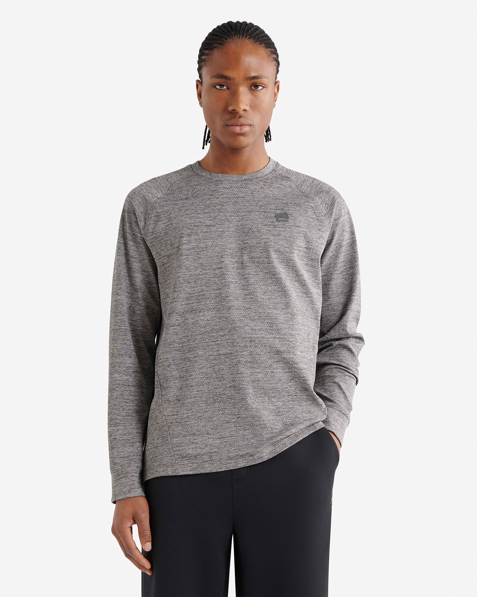 Active Textured Long Sleeve Top - Salt & Pepper Mix